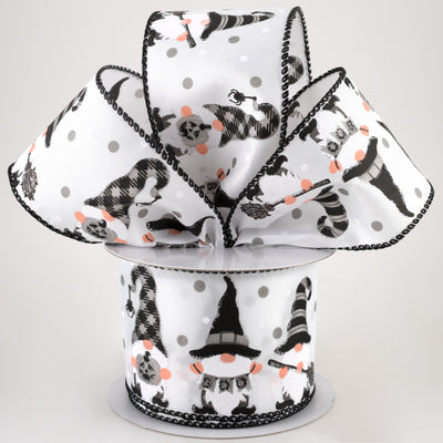 2.5" Satin Halloween Gnomes Ribbon: Grey (10 Yards) Lifestyle Photo