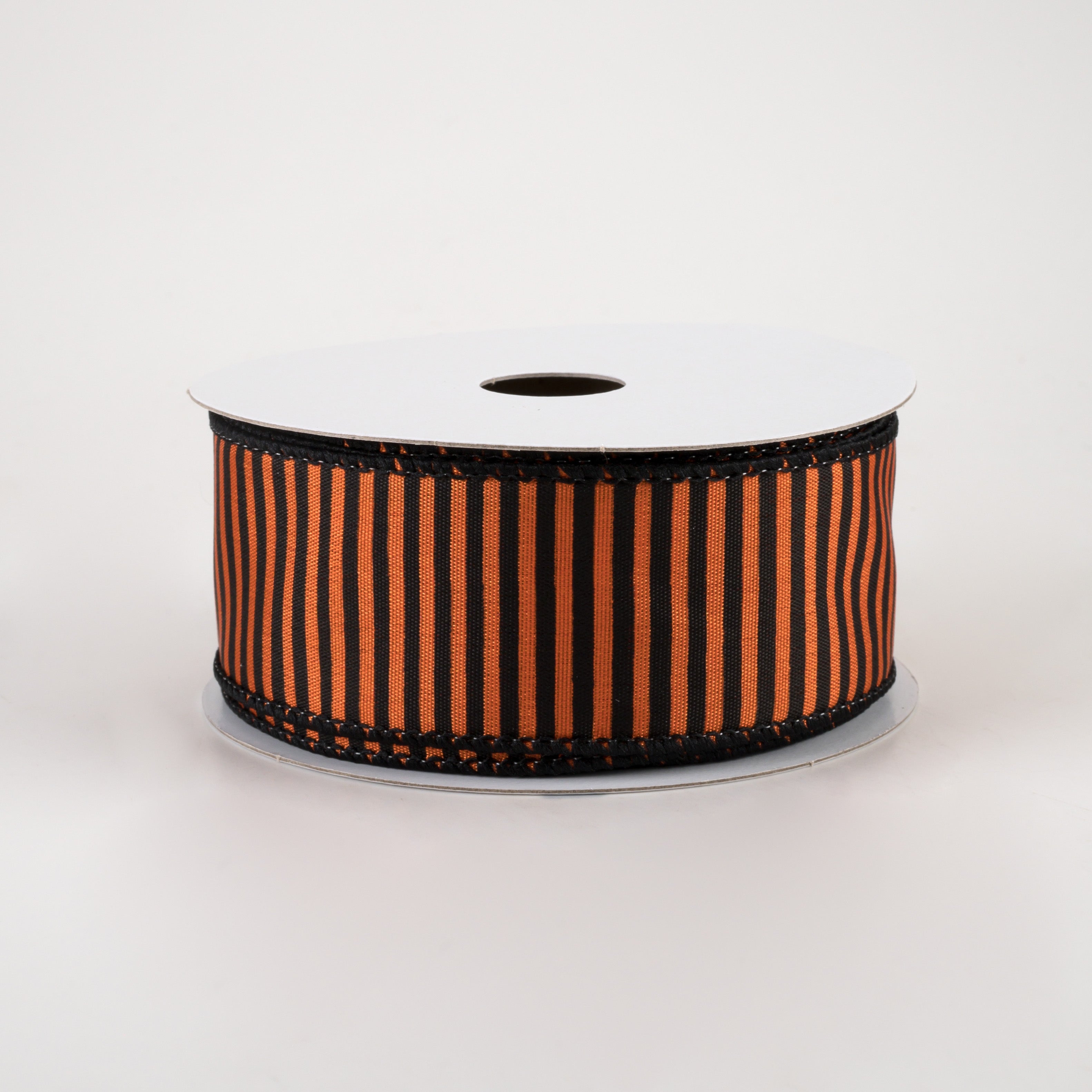 1.5" Satin Horizontal Thin Stripes Ribbon: Orange & Black (10 Yards)