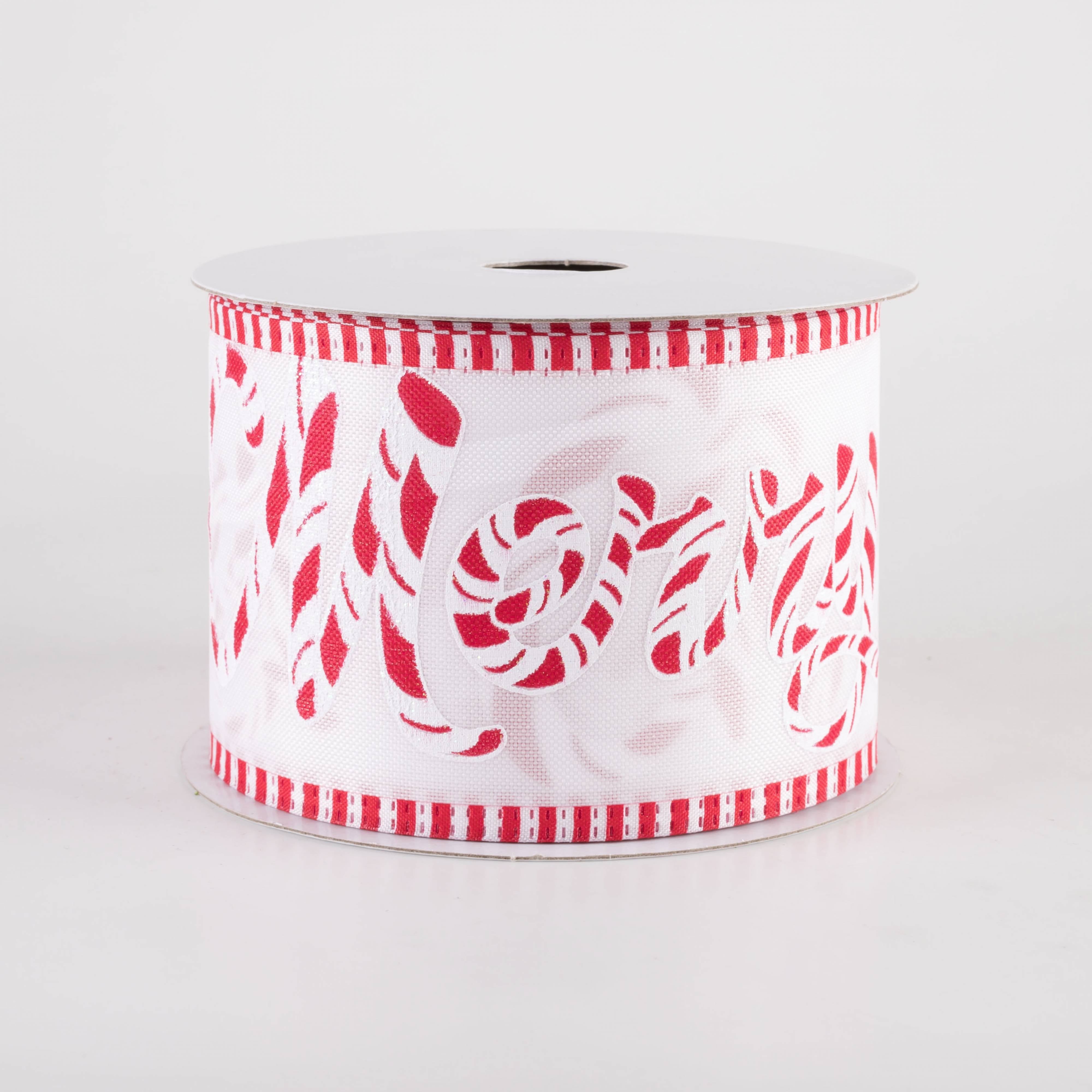 2.5" Satin Peppermint Merry Christmas Stripe Edge Ribbon (10 Yards) Item Number: 76419-40-01