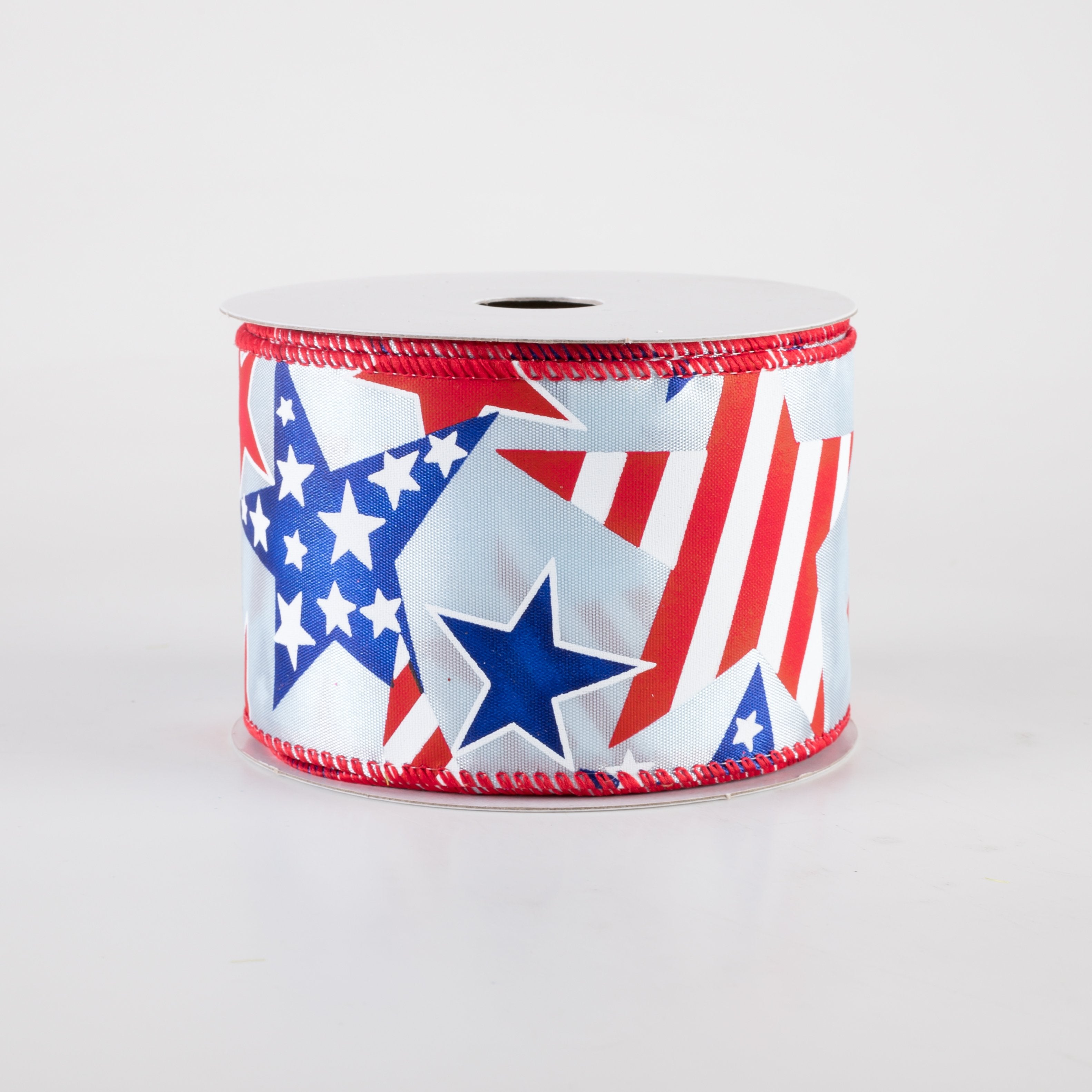 2.5" Satin Stripe RWB Stars Ribbon: Light Blue (10 Yards) Item Number: 42401-40-04