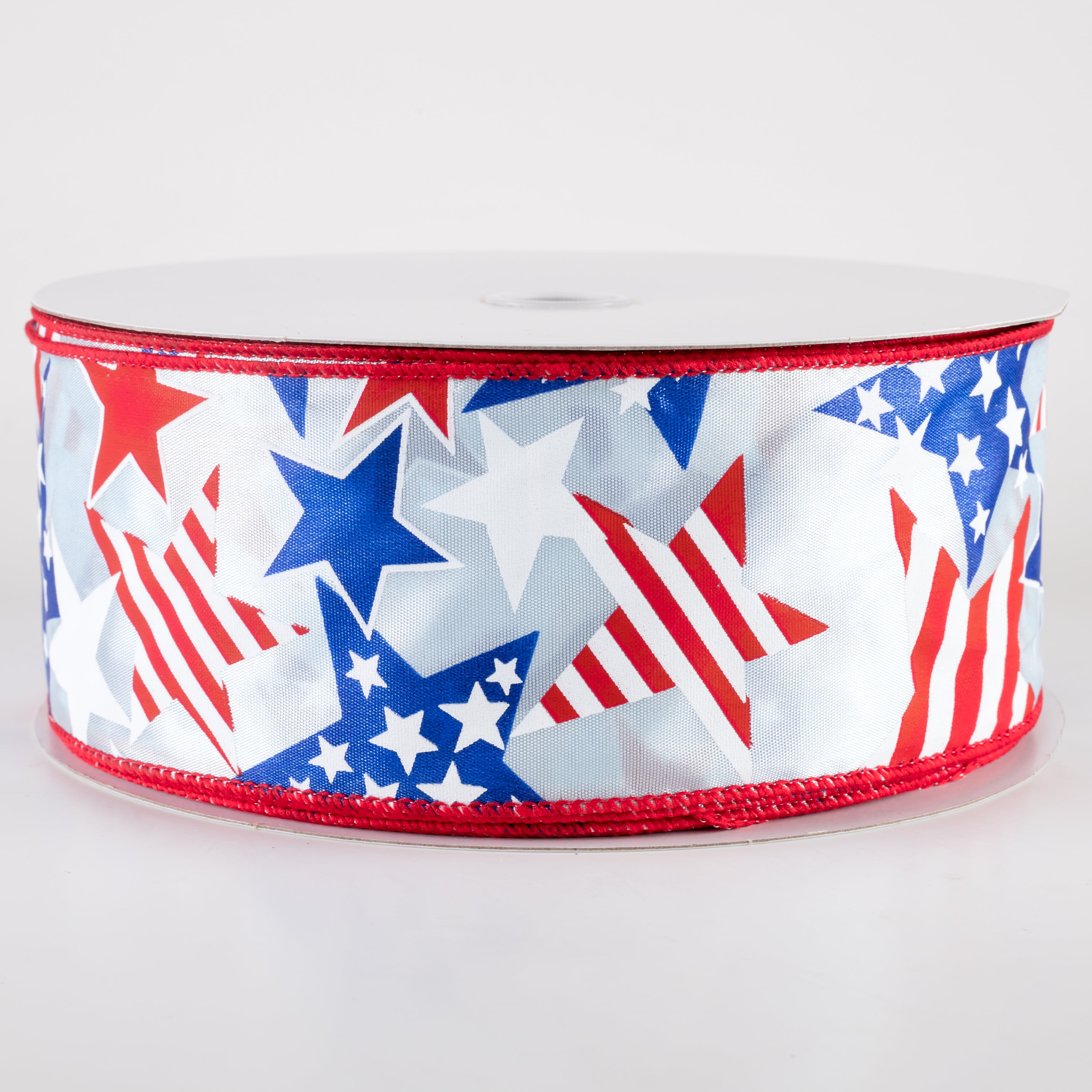 2.5" Satin Stripe RWB Stars Ribbon: Light Blue (50 Yards) Item Number: 841-40-406