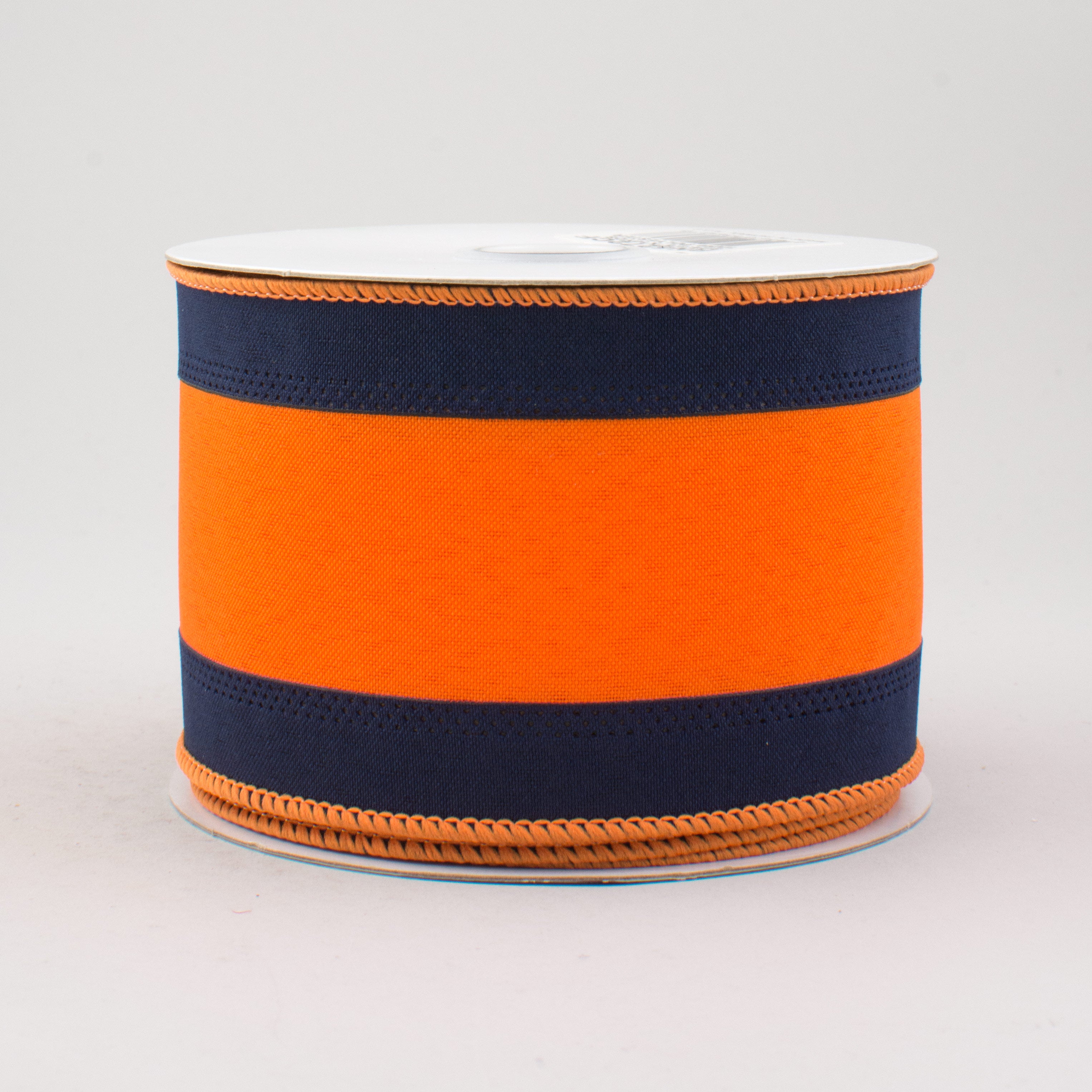 2.5" Satin Team Stripe Ribbon: Navy & Orange (10 Yards) Item Number: RN5272CF