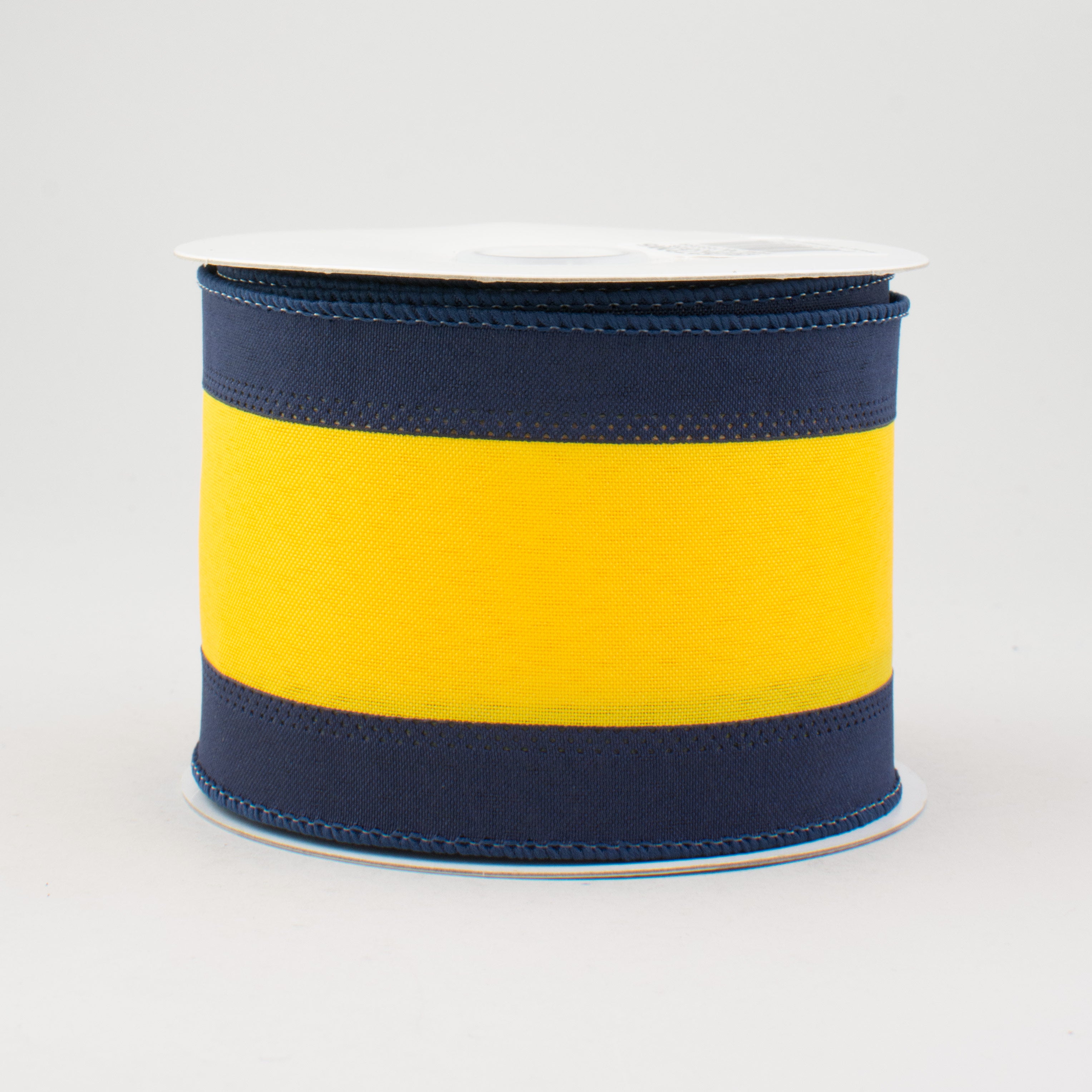 2.5" Satin Team Stripe Ribbon: Navy & Yellow Gold (10 Yards)