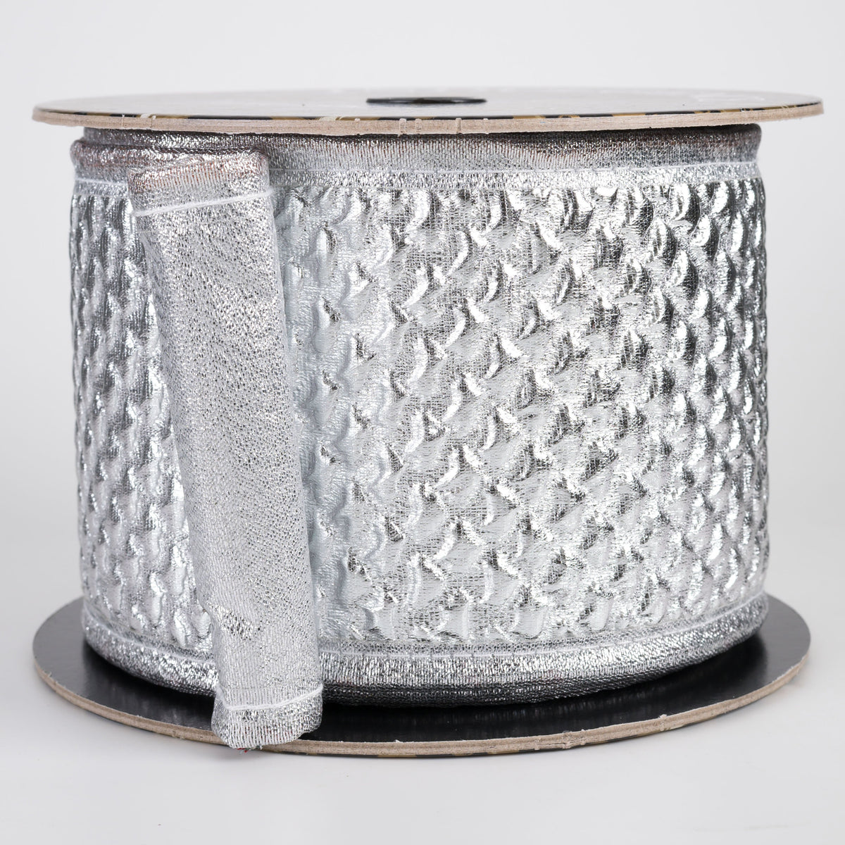 4" Scale Metallic Backed Puffy Edge Ribbon: Silver (5 Yards) Item Number: D73605-04-16