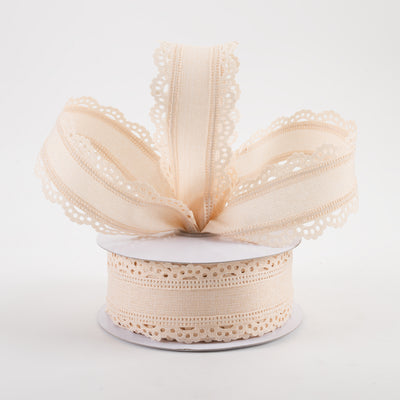1.5" Scalloped Edge Ribbon: Cream (10 Yards) Lifestyle Photo
