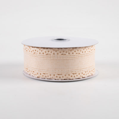 1.5" Scalloped Edge Ribbon: Cream (10 Yards)
