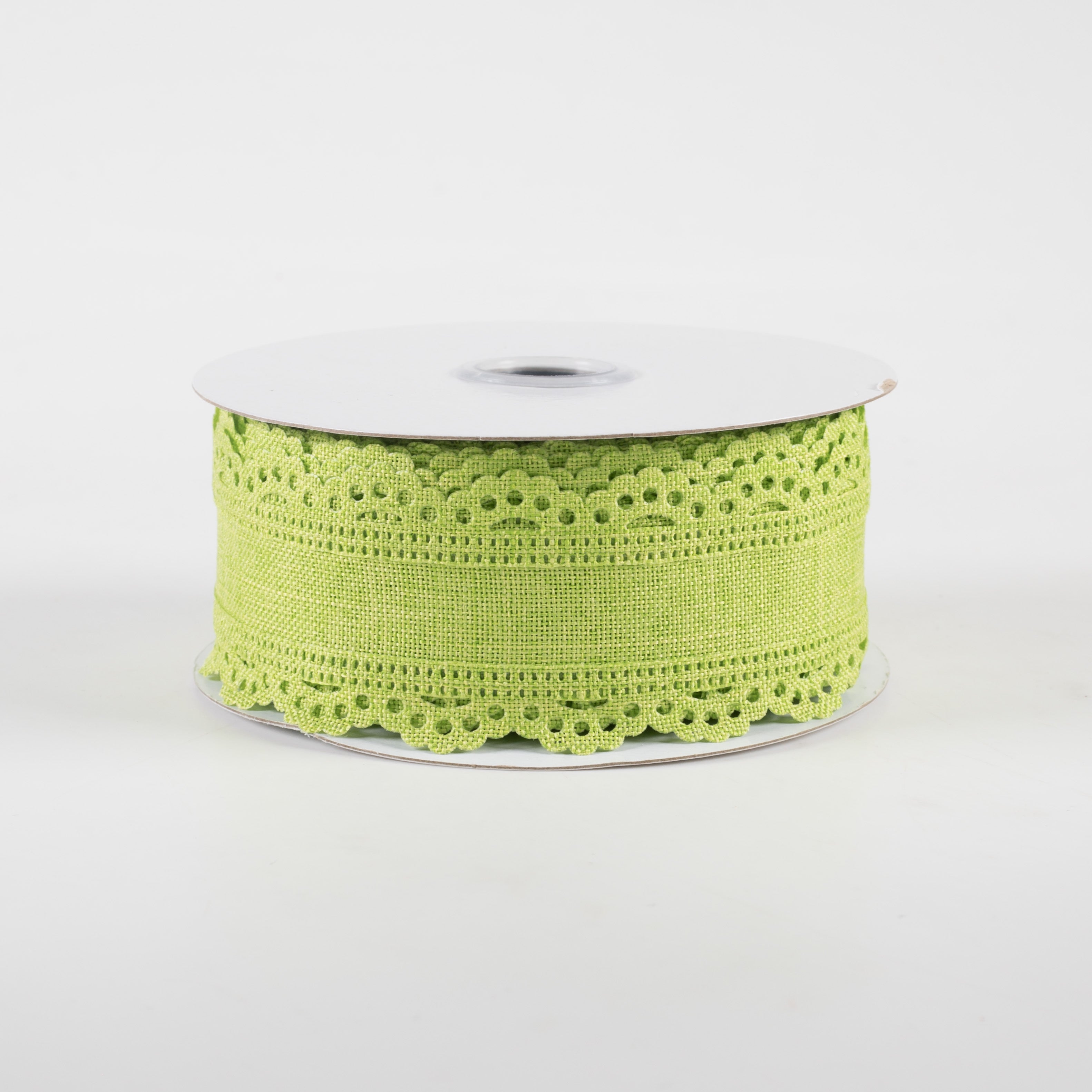 1.5" Scalloped Edge Ribbon: Lime Green (10 Yards)