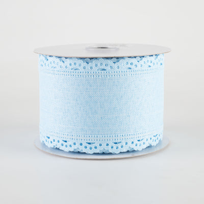 2.5" Scalloped Edge Ribbon: Pale Blue (10 Yards)