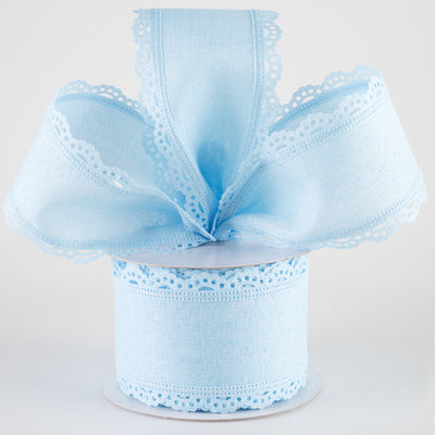 2.5" Scalloped Edge Ribbon: Pale Blue (10 Yards) Lifestyle Photo