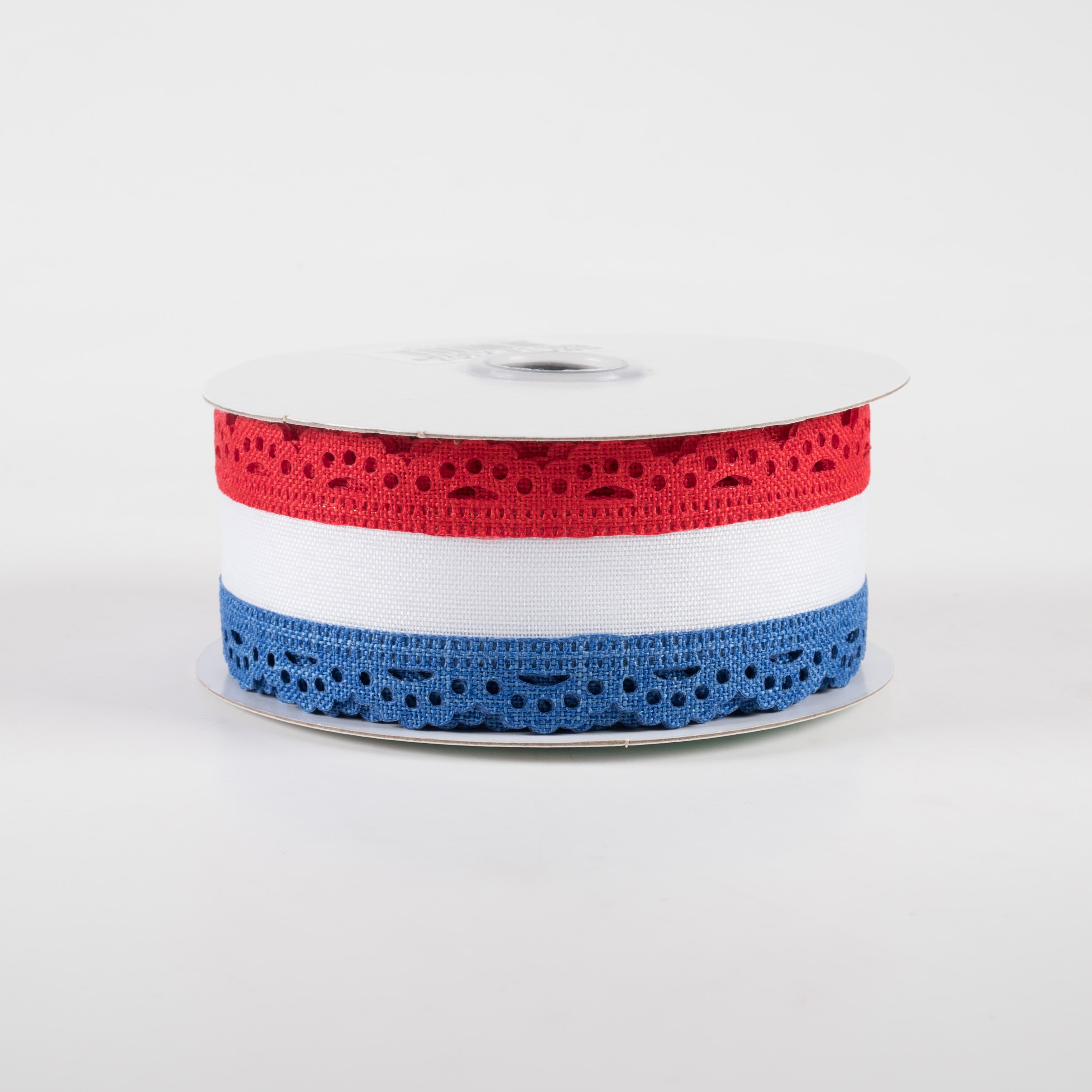 1.5" Scalloped Edge Ribbon: Red, White, Blue (10 Yards)
