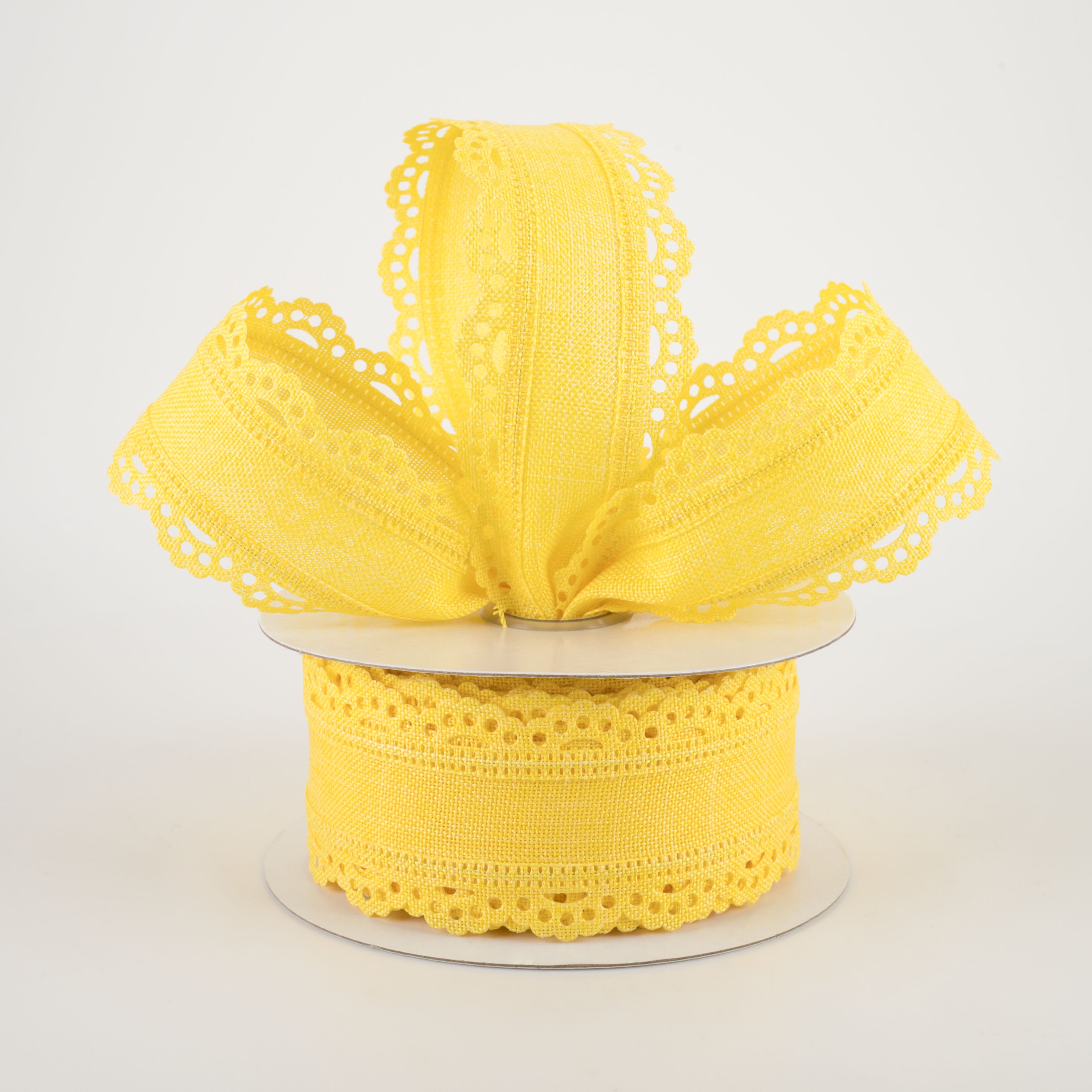 1.5" Scalloped Edge Ribbon: Yellow (10 Yards) Lifestyle Photo