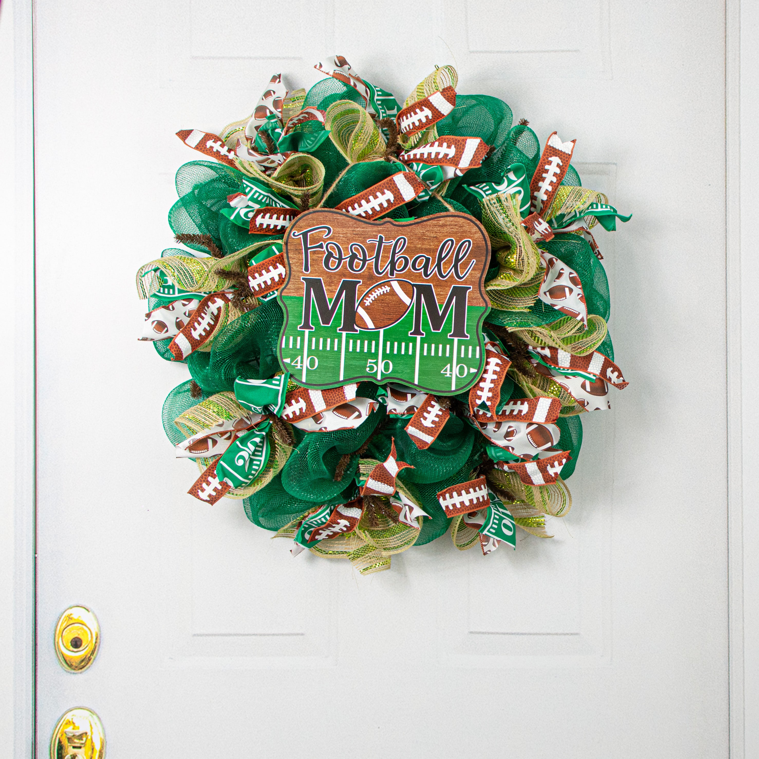 10" Scalloped Wooden Sign: Football Mom Lifestyle Photo