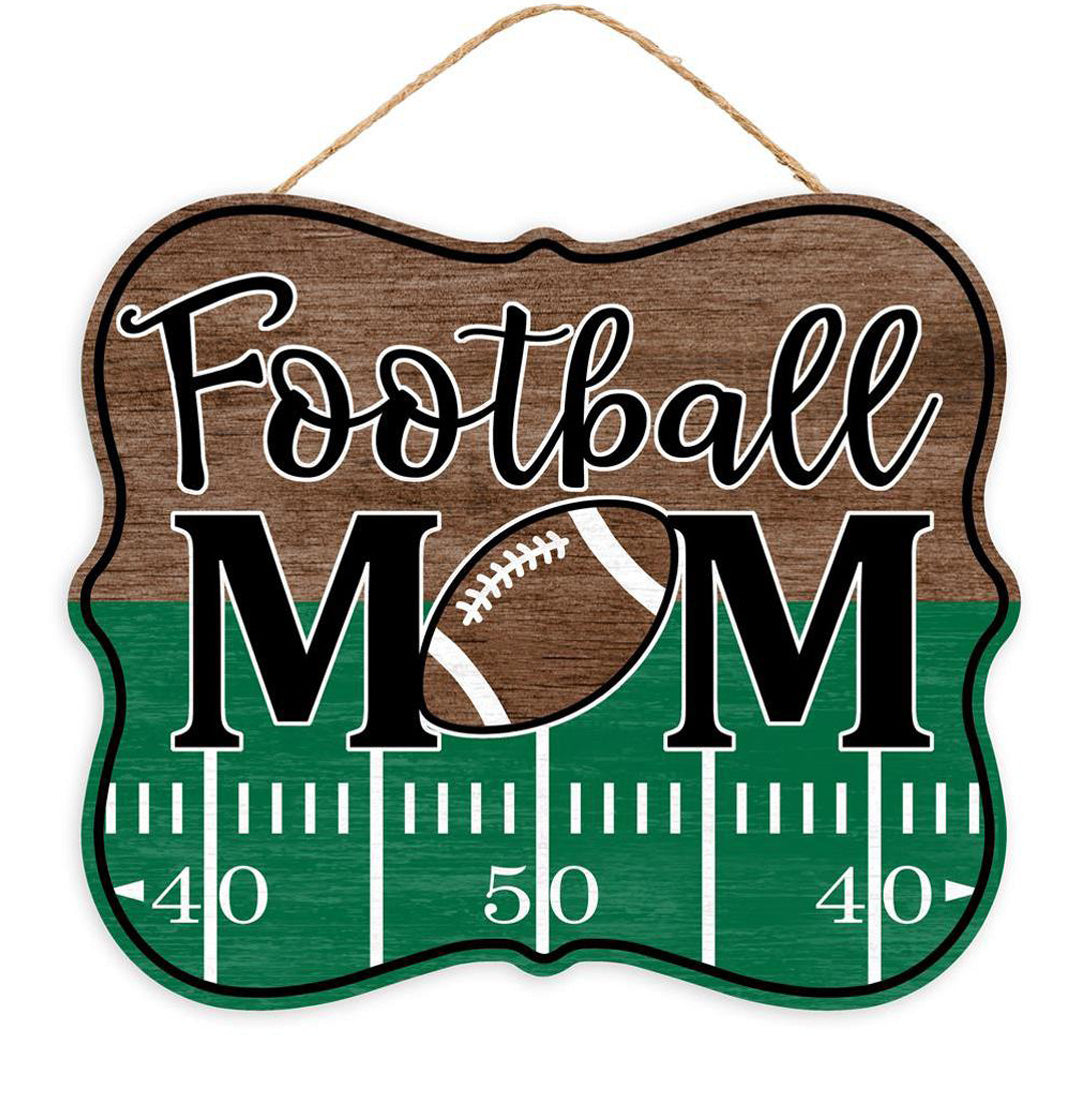 10" Scalloped Wooden Sign: Football Mom Item Number: AP7278