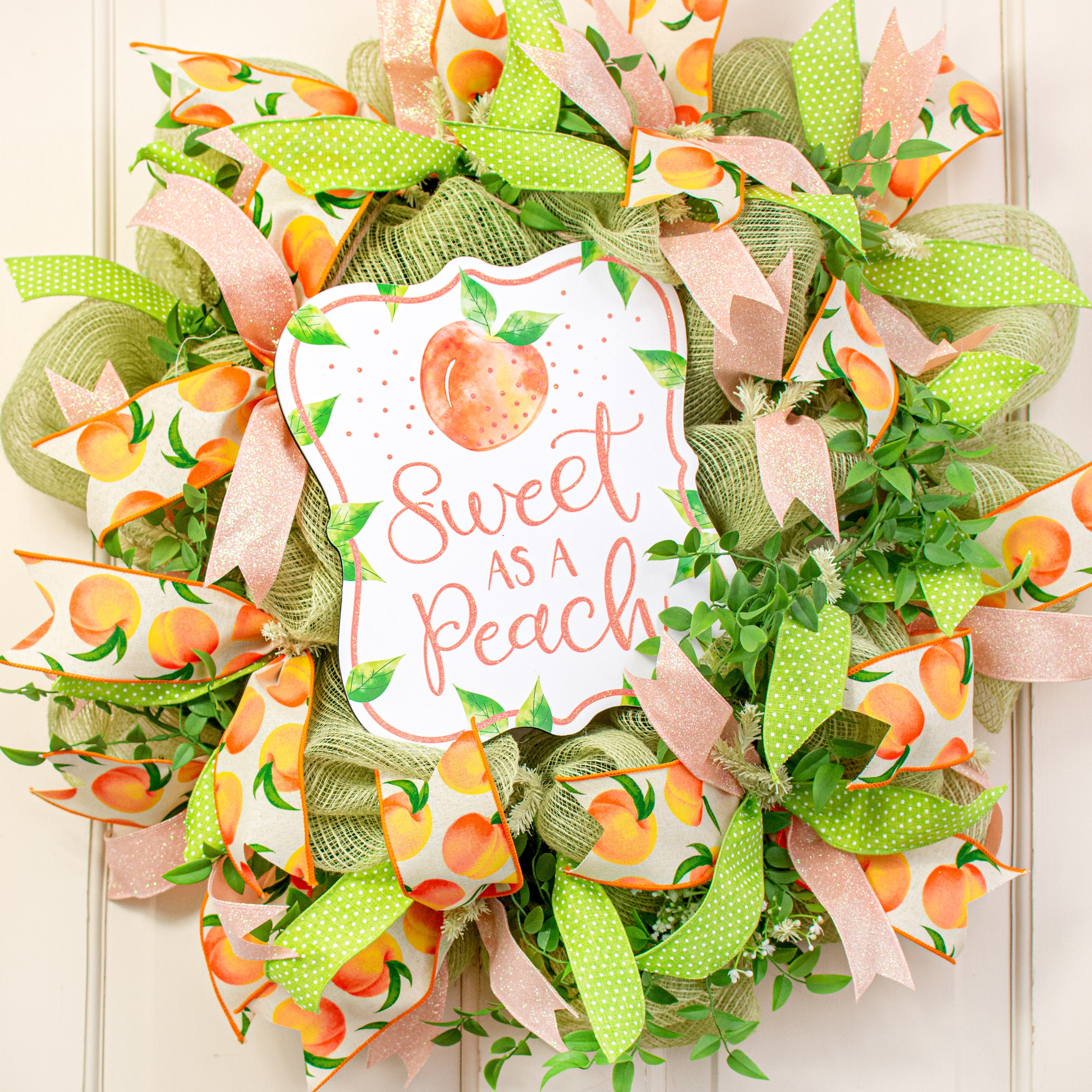 10" Scalloped Wooden Sign: Glitter Sweet As A Peach Lifestyle Photo