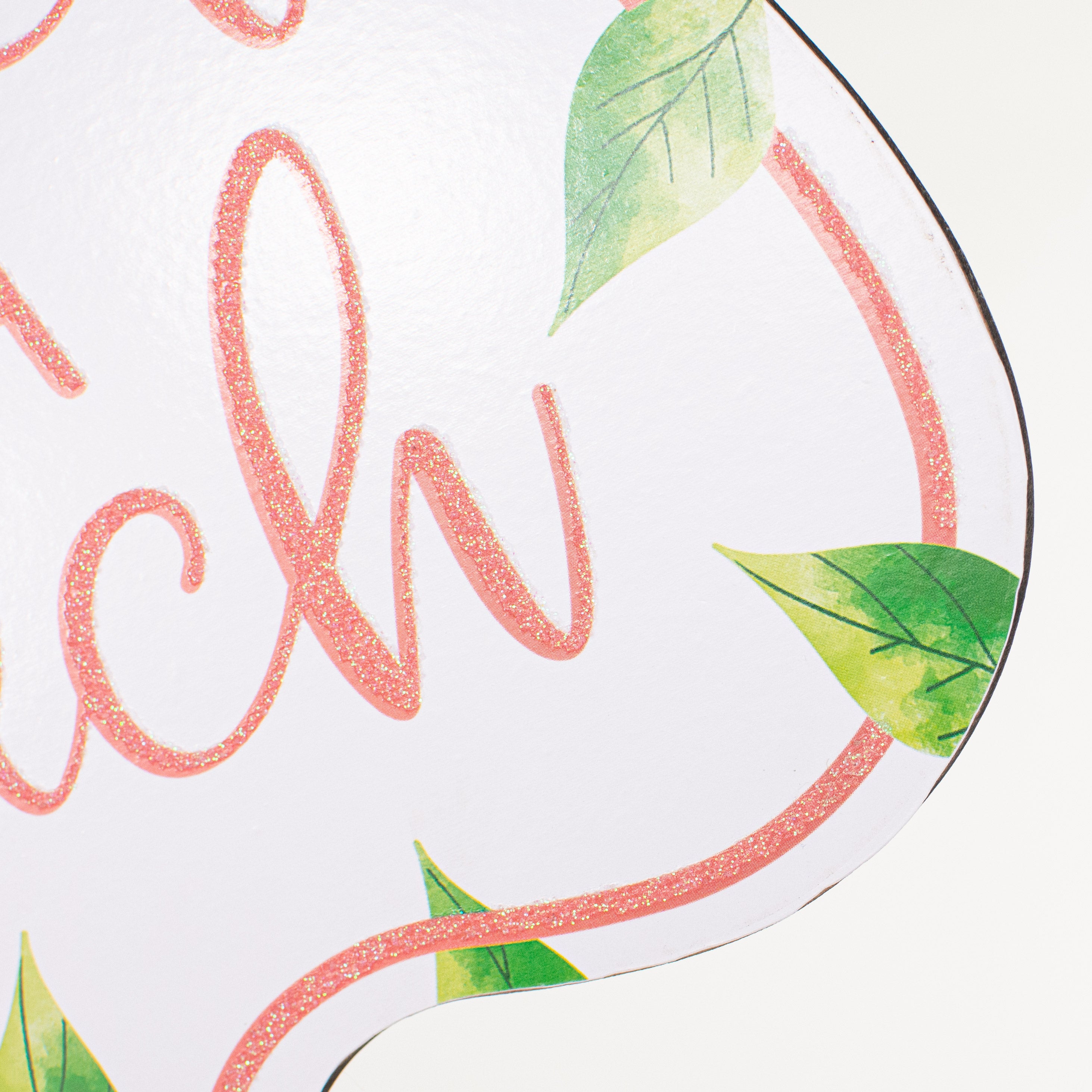 10" Scalloped Wooden Sign: Glitter Sweet As A Peach detail photo 3