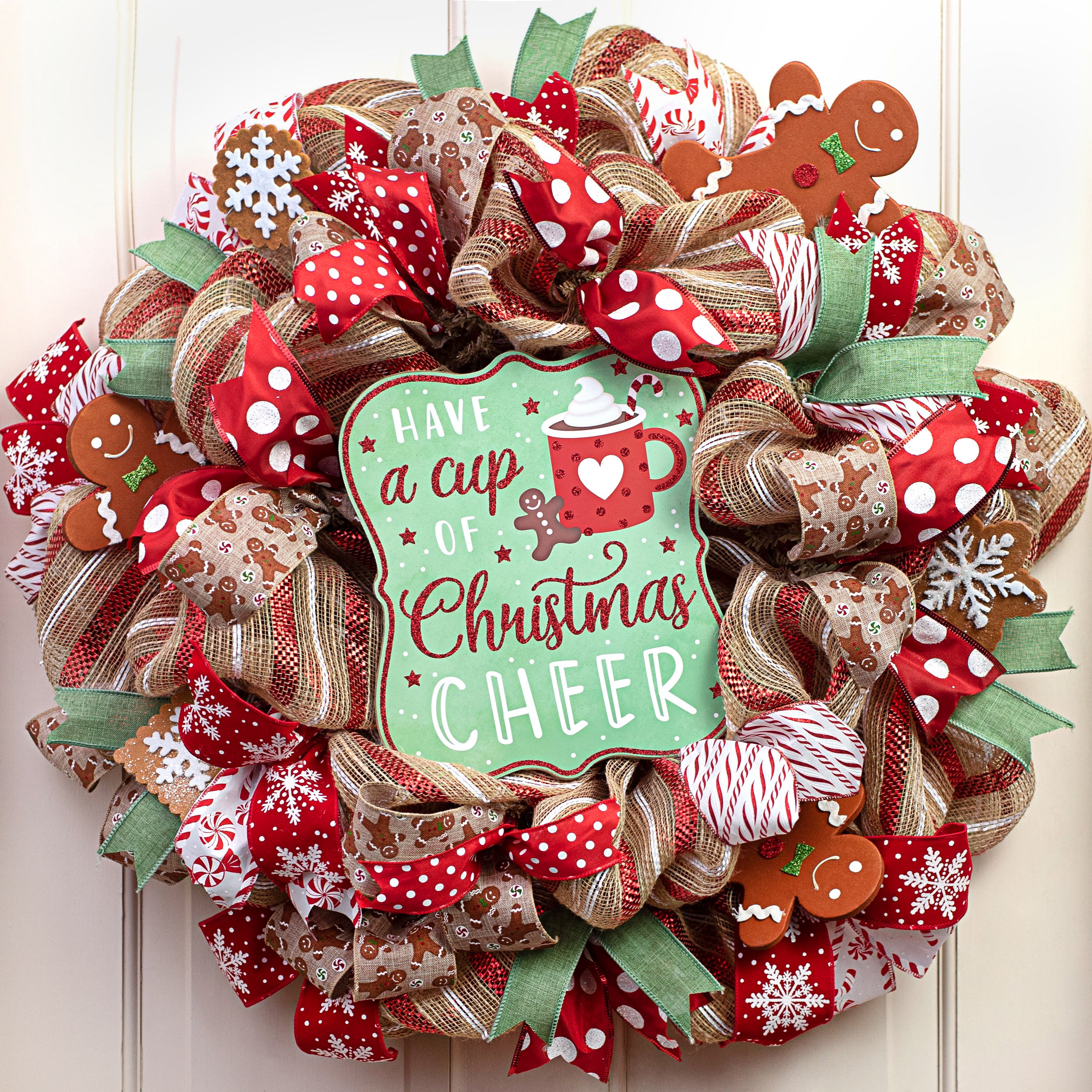 10" Scalloped Wooden Sign: Sage Green Christmas Cheer Cocoa Lifestyle Photo