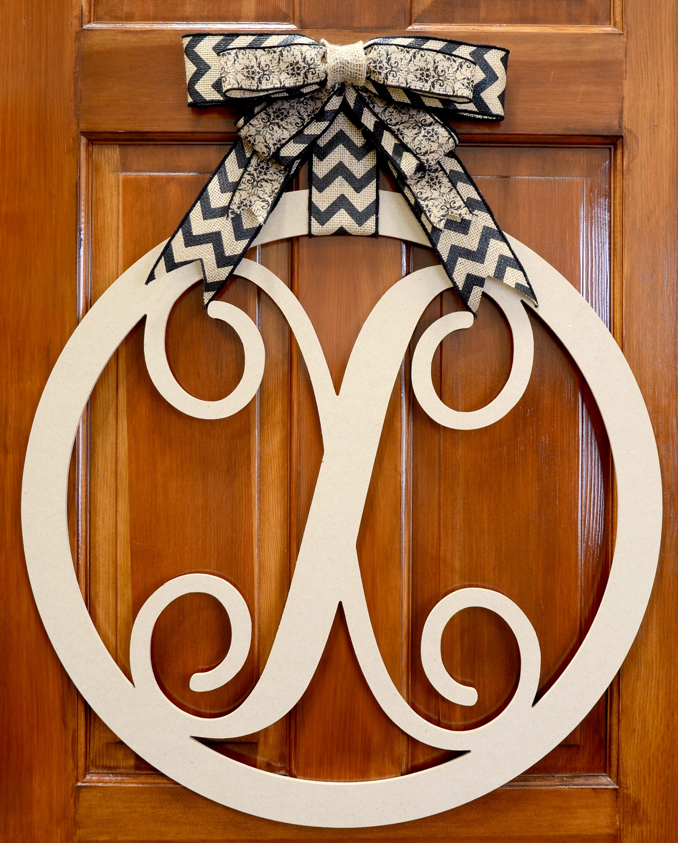23" Script Circle Monogram Wooden Letter: X Lifestyle Photo