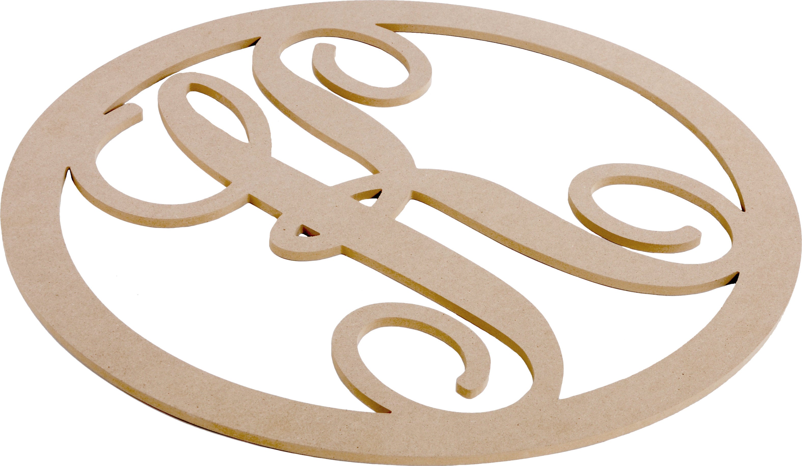 23" Script Circle Monogram Wooden Letter: K detail photo 3