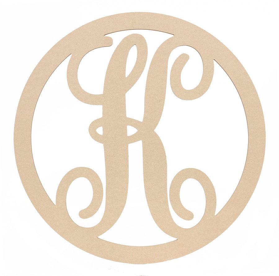 23" Script Circle Monogram Wooden Letter: K Item Number: AB2244