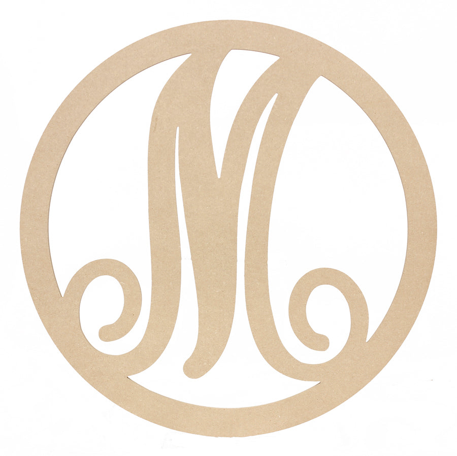 23" Script Circle Monogram Wooden Letter: M Item Number: AB2246