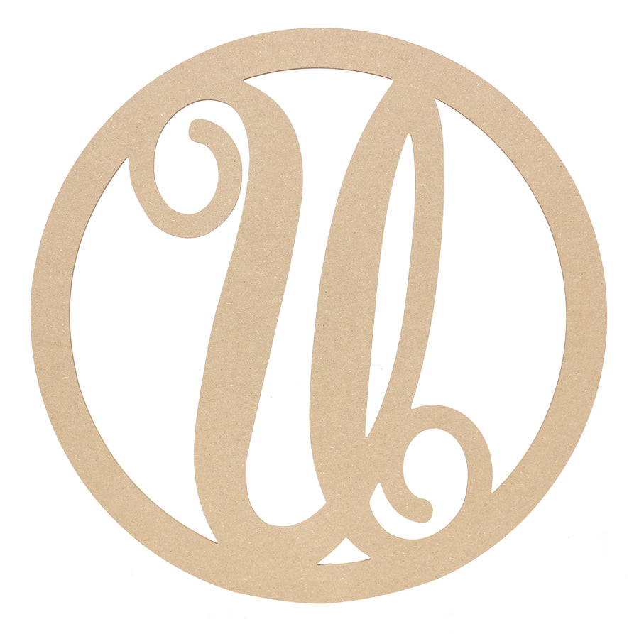23" Script Circle Monogram Wooden Letter: U Item Number: AB2254