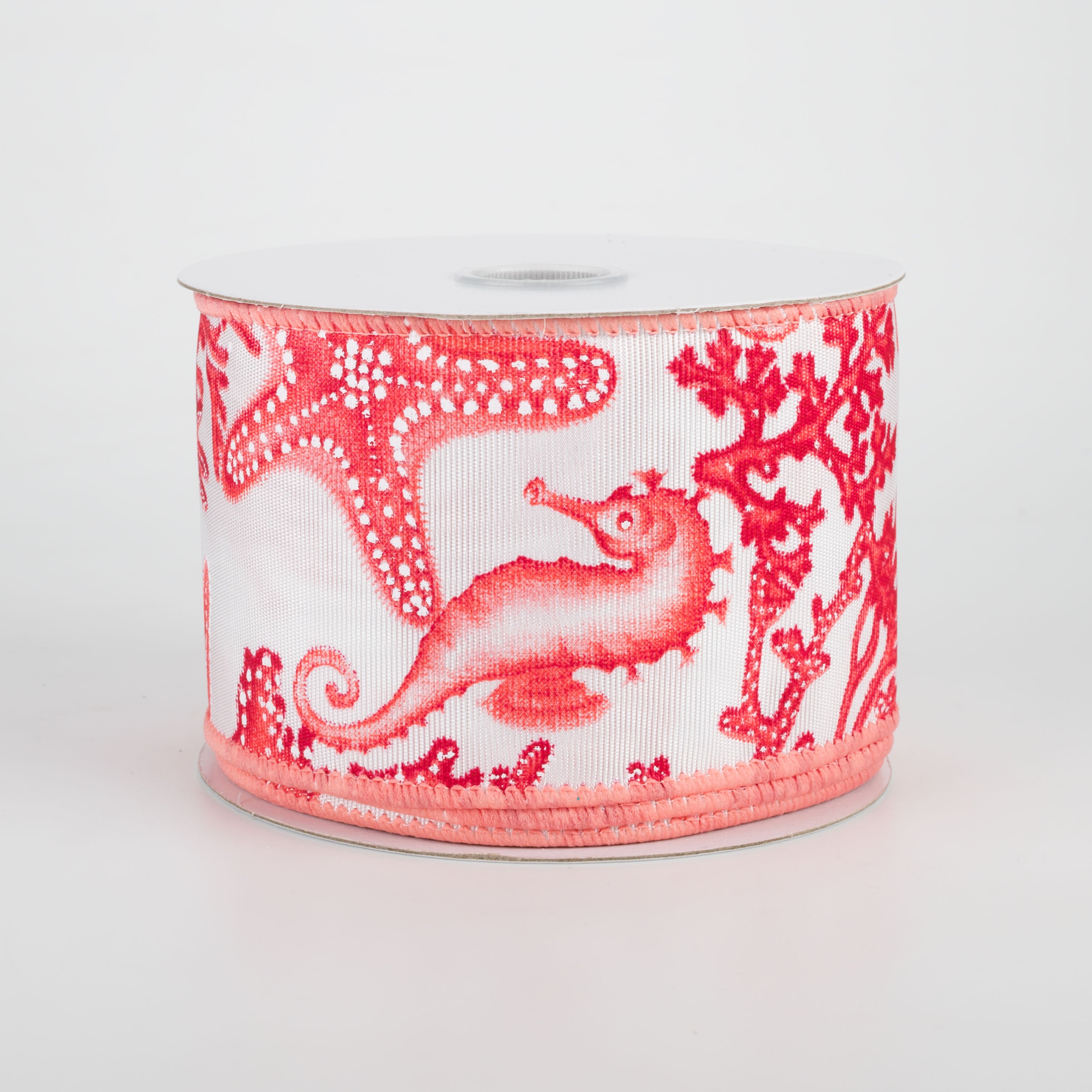2.5" Seahorse, Starfish, Coral Ribbon: Coral (10 Yards)