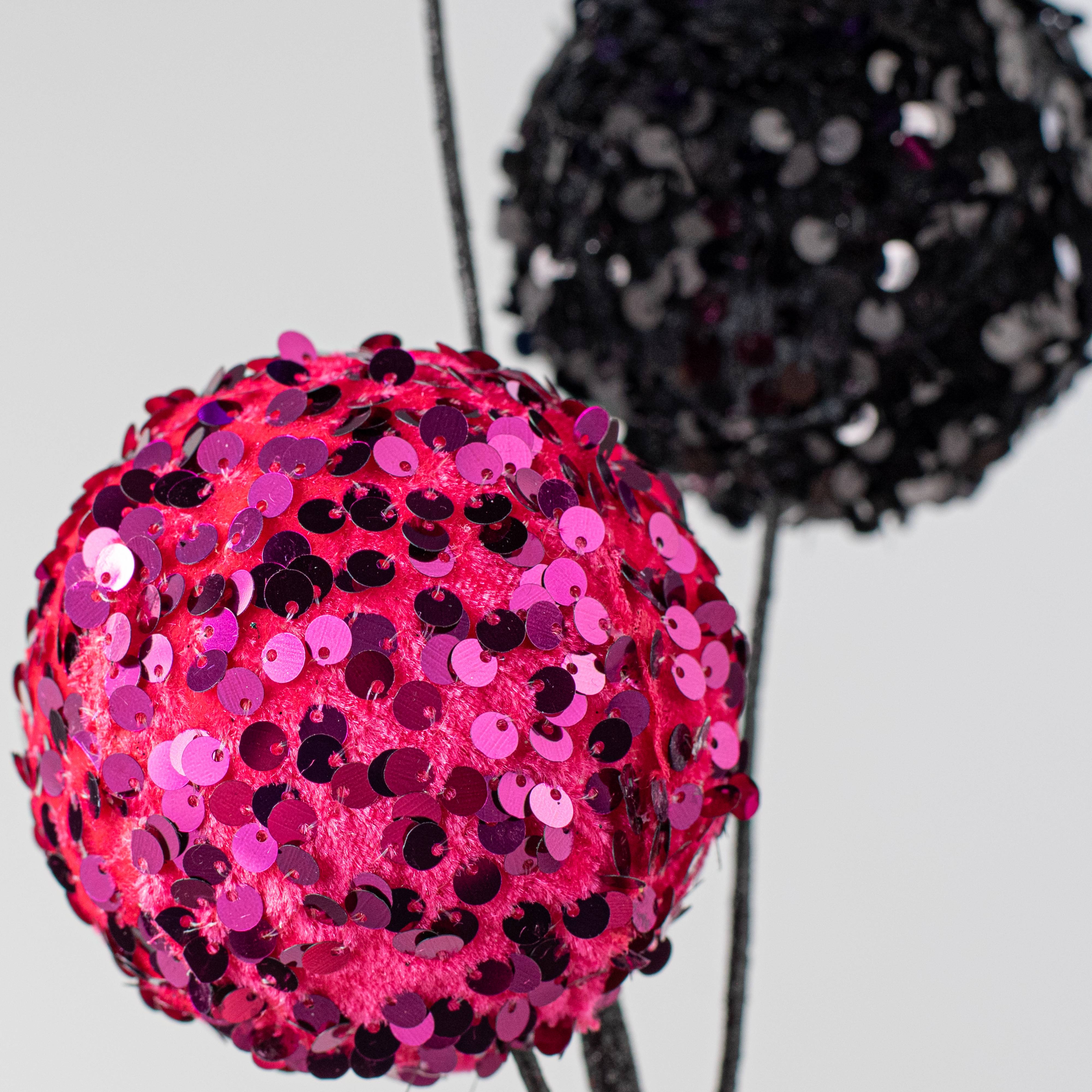 26" Sequin Ball Spray: Purple, Black & Fuchsia Pink Lifestyle Photo