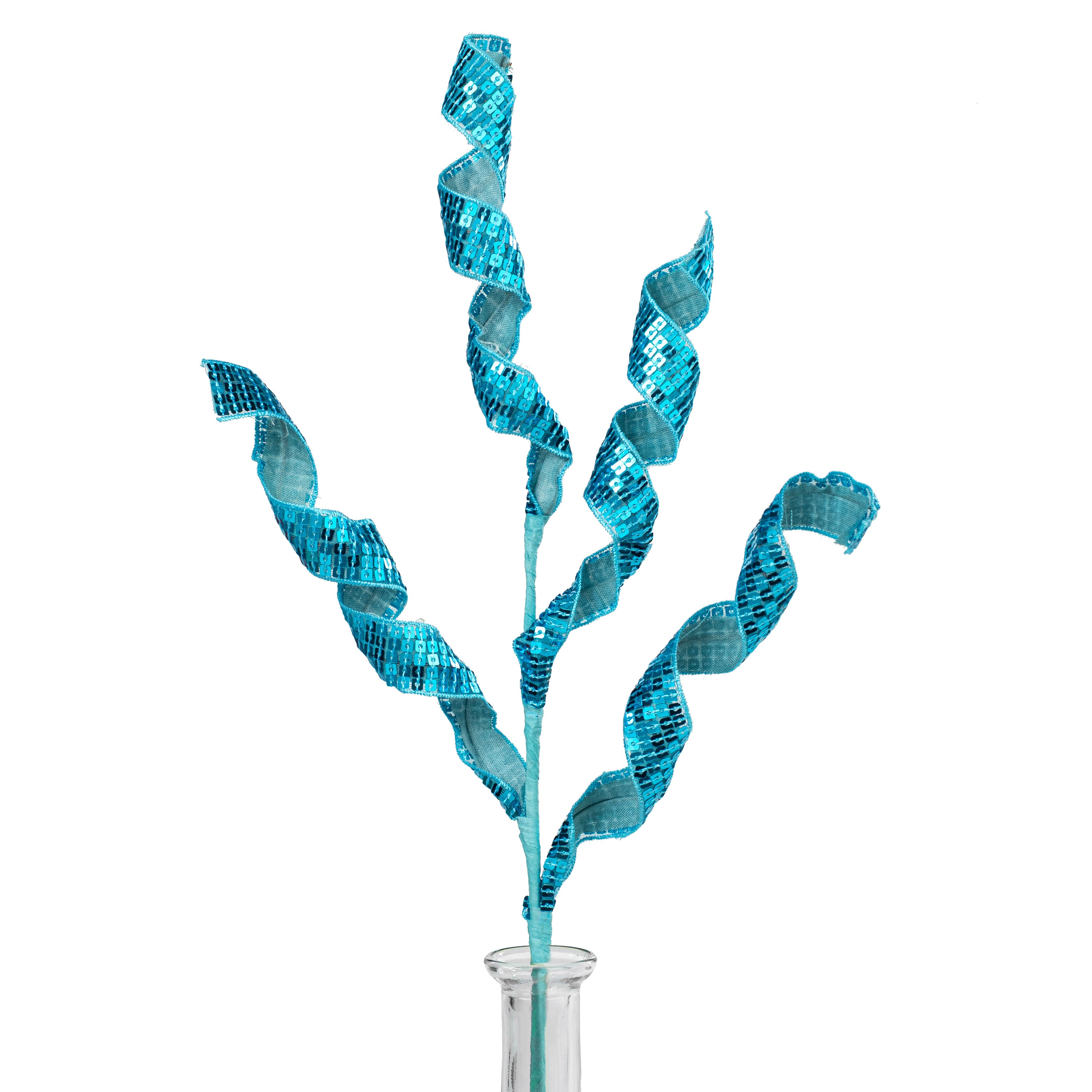16" Sequin Curly Spray: Blue Item Number: 84108BL