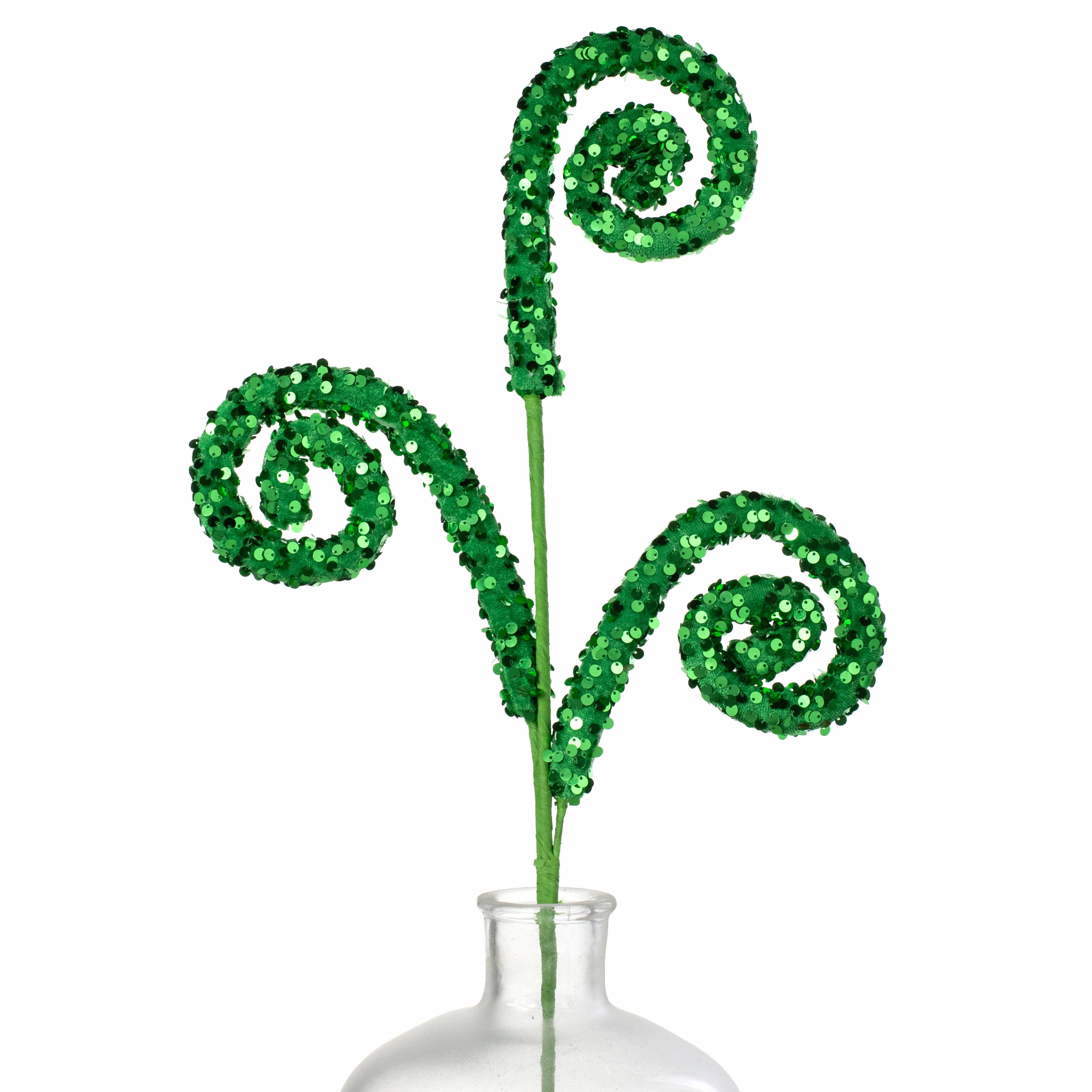 28" Sequin Curly Spray: Emerald Green Item Number: 85921GN