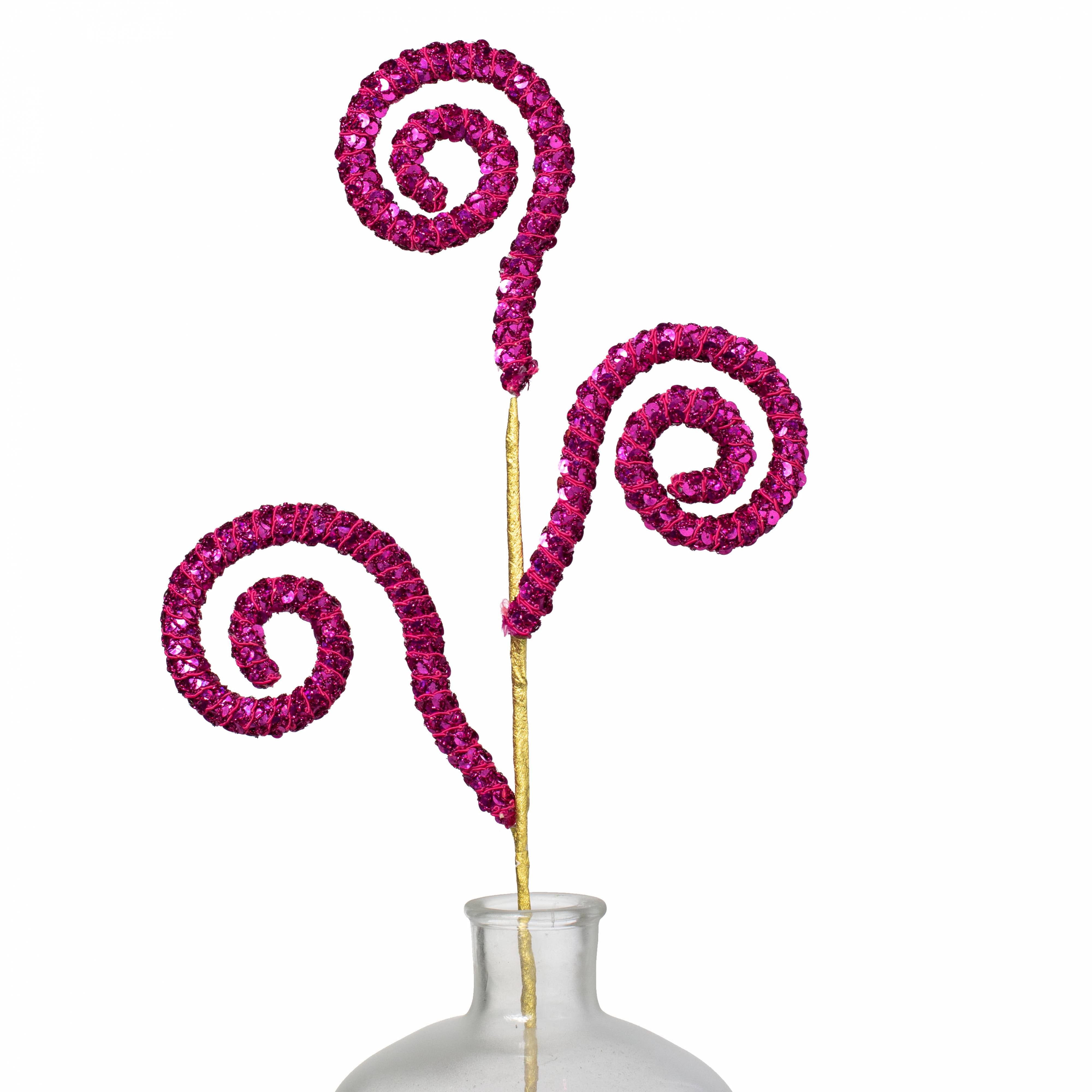 28" Sequin Curly Spray: Fuchsia Pink Item Number: 86006BT