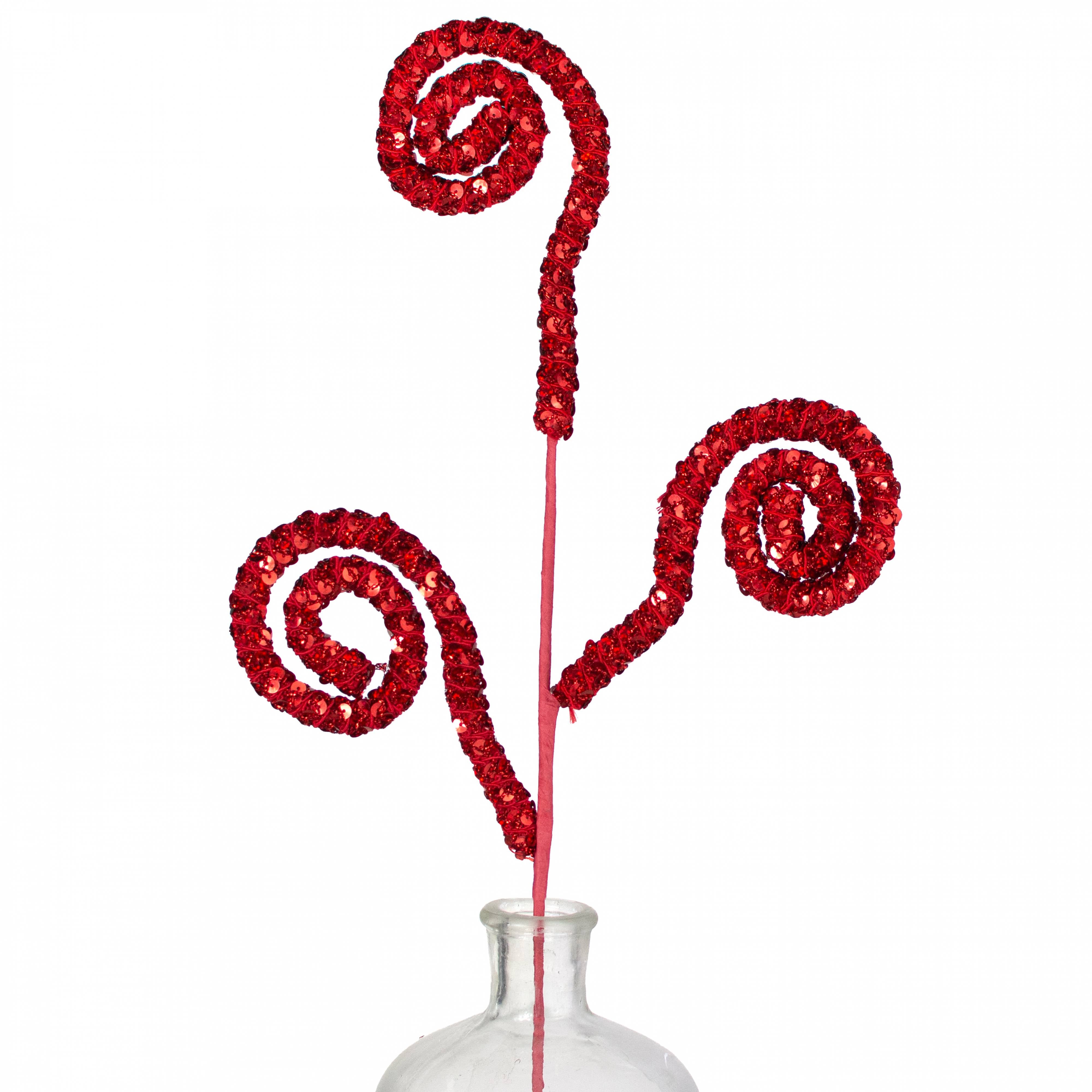 28" Sequin Curly Spray: Red Item Number: 86006RD