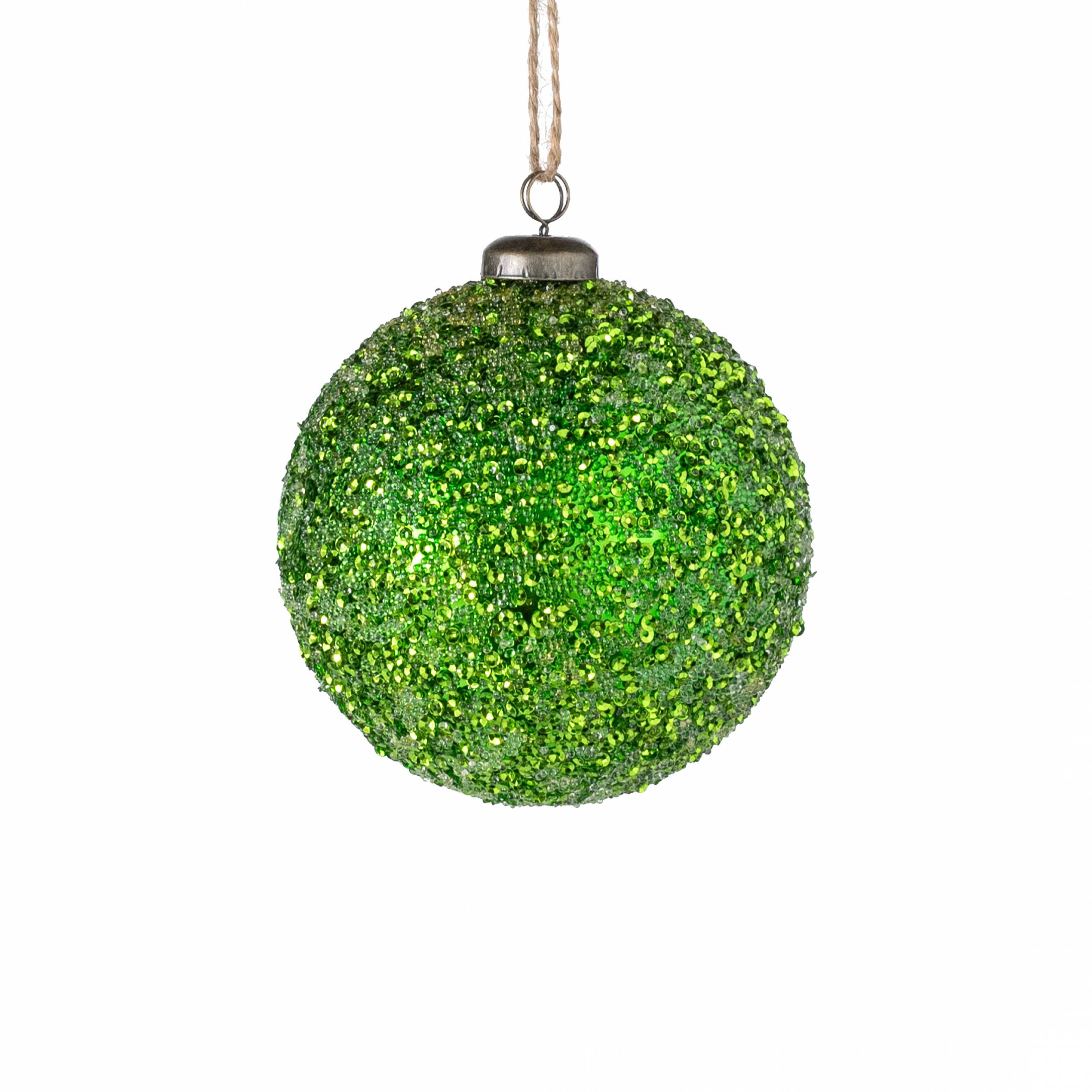 4" Sequin Iced Ball Ornament: Green Item Number: 234731
