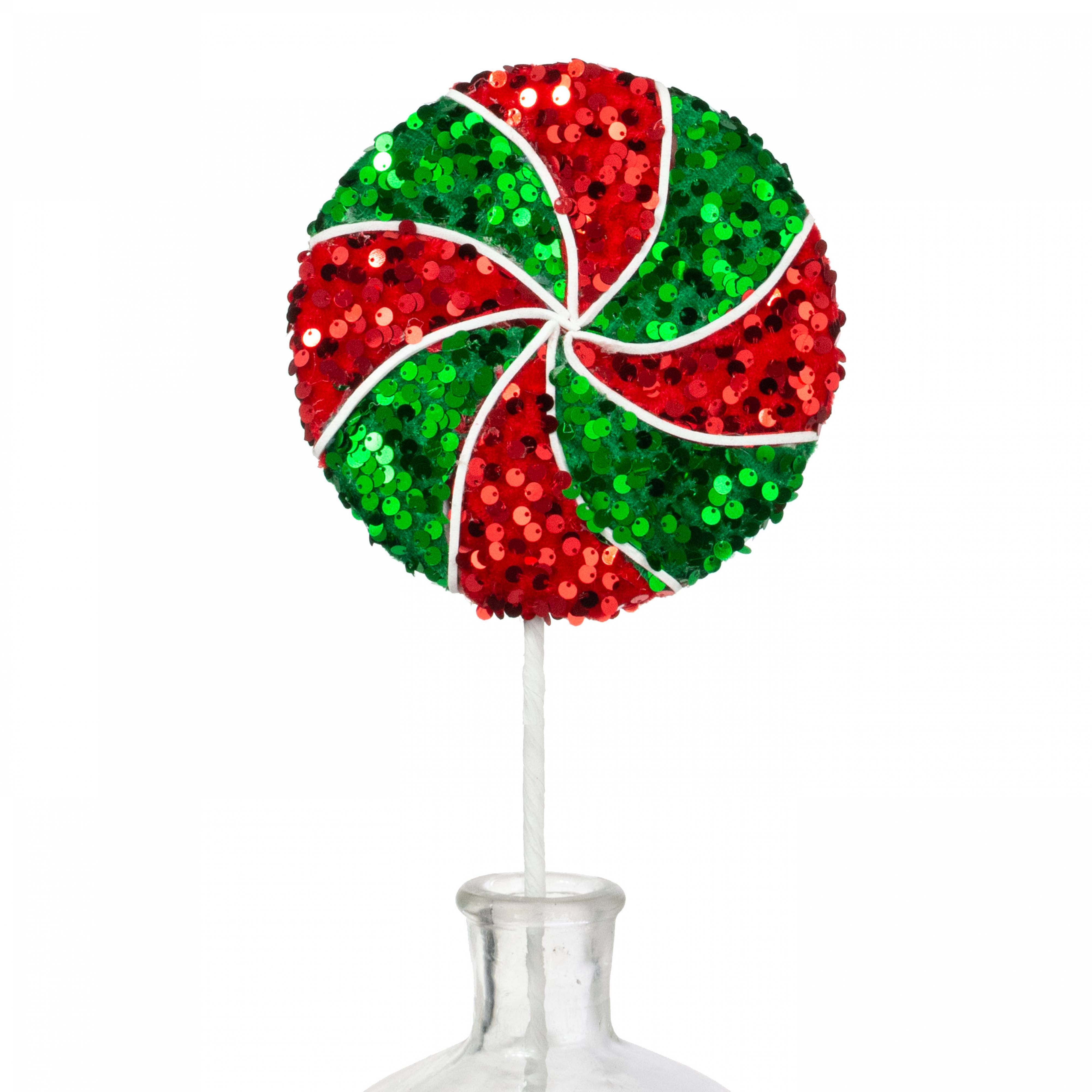 20" x 6" Sequin Lollipop Spray: Red & Emerald Green Item Number: 86040RWG