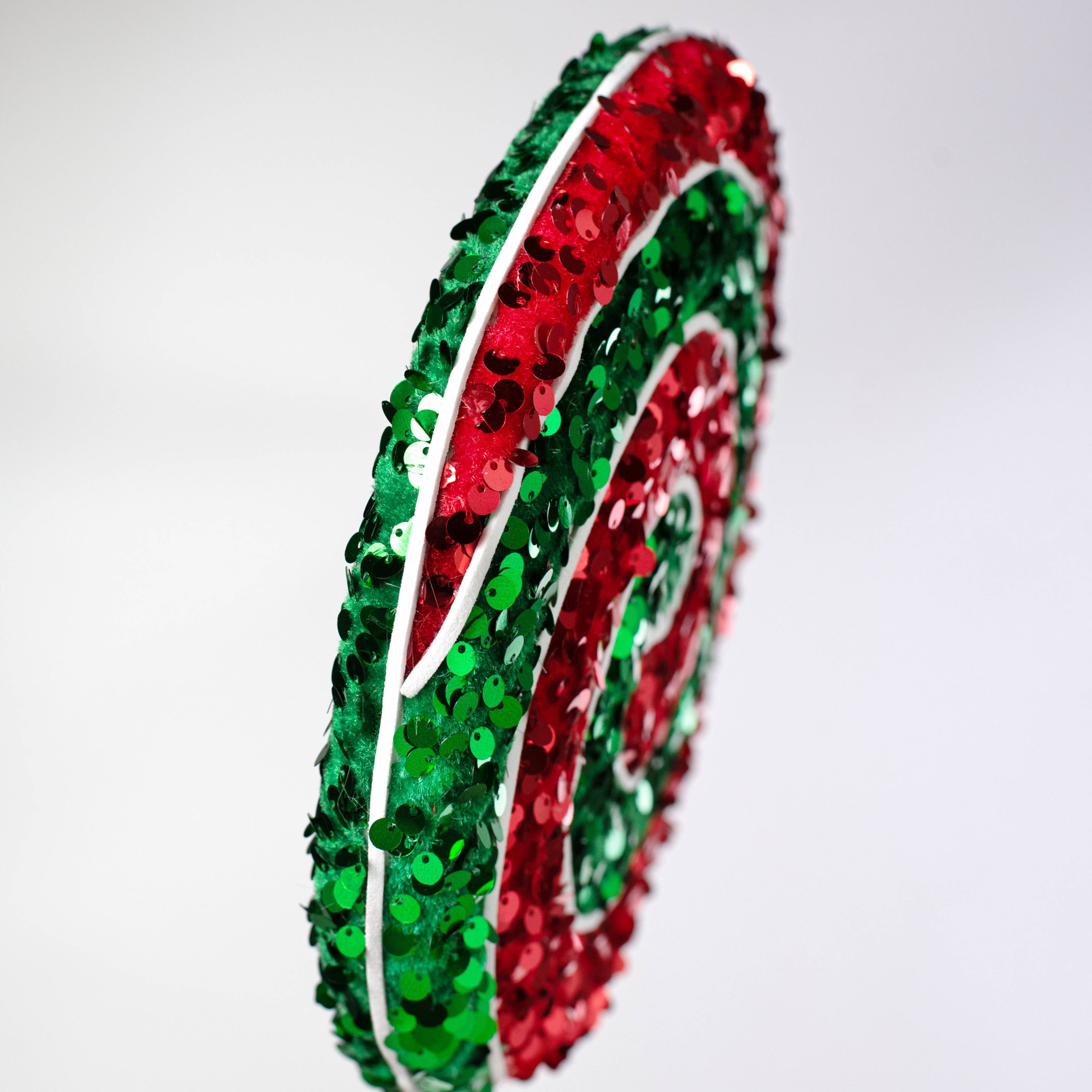24" x 8" Sequin Lollipop Spray: Red & Emerald Green detail photo 4