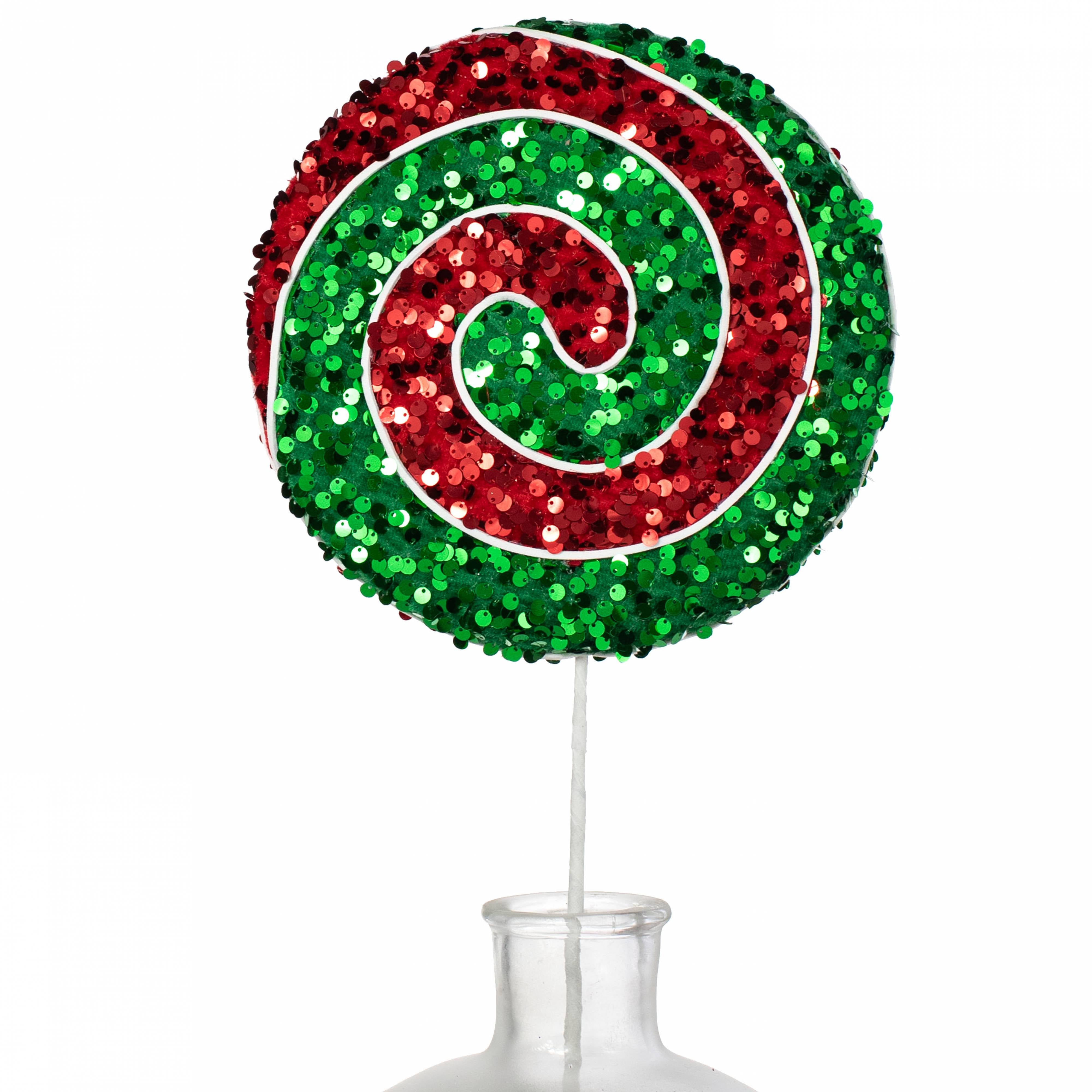24" x 8" Sequin Lollipop Spray: Red & Emerald Green Item Number: 86037RWG