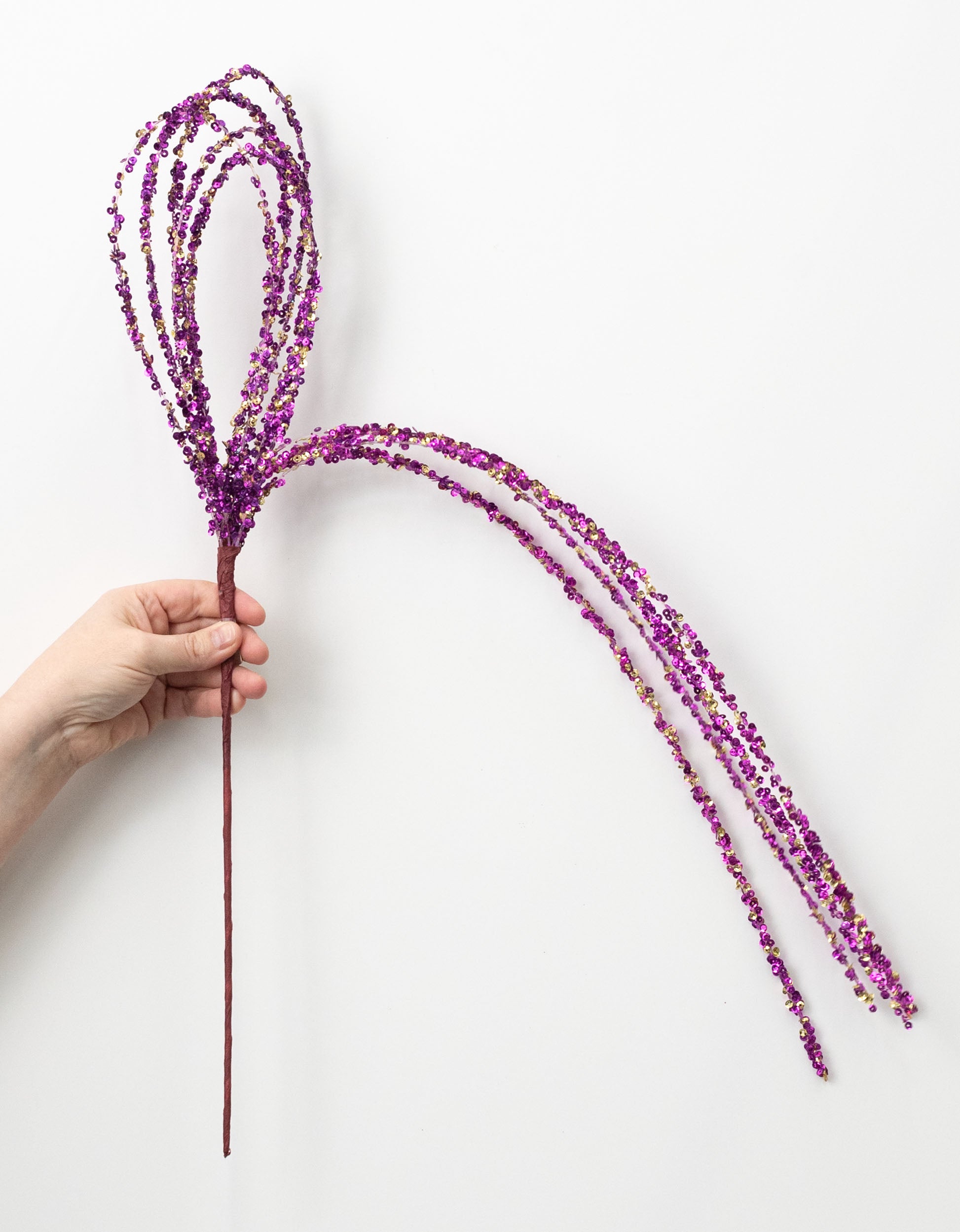 36" Sequin Loop Spray: Magenta Purple & Gold detail photo 3