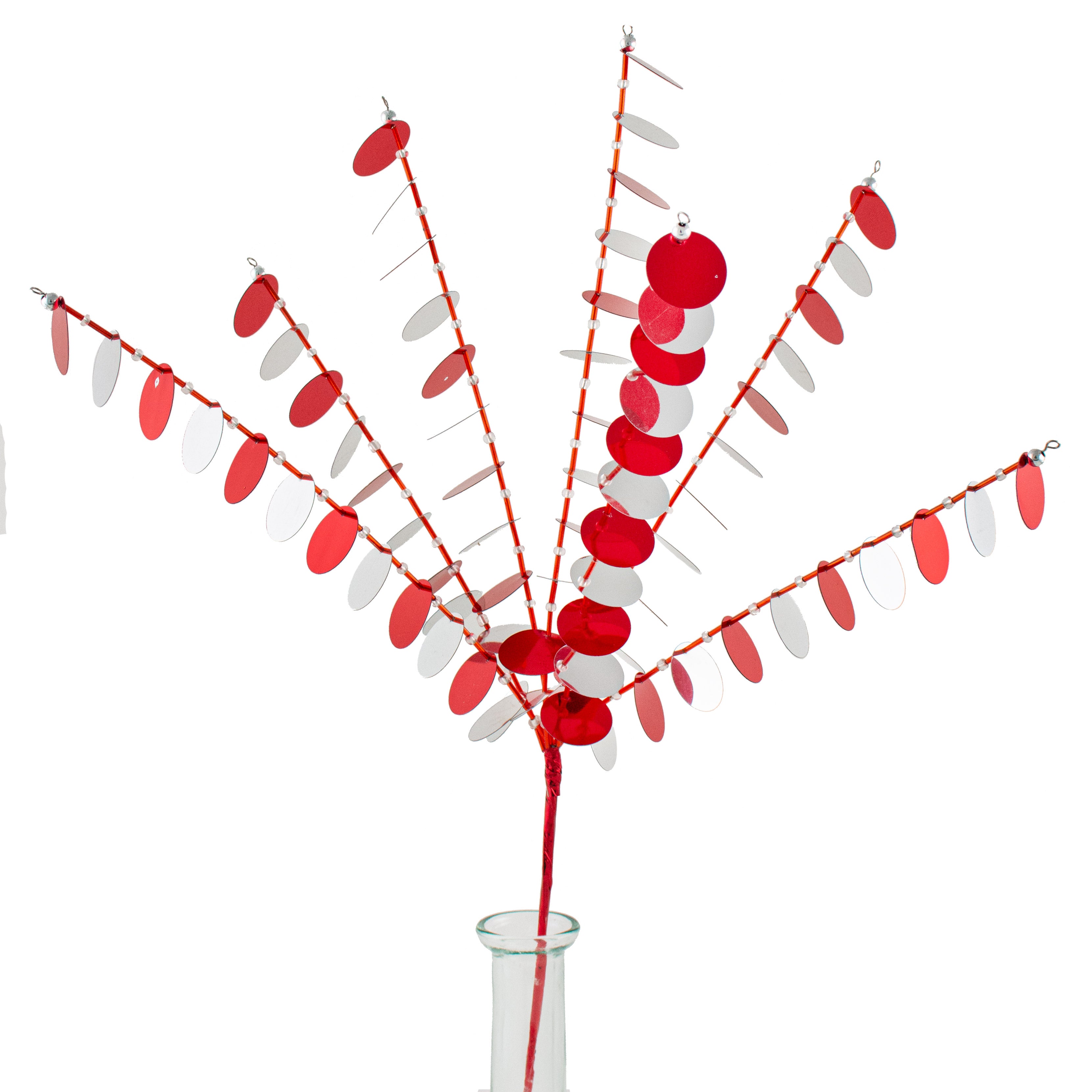 20" Sequin Spray: Red & Silver Item Number: 125808