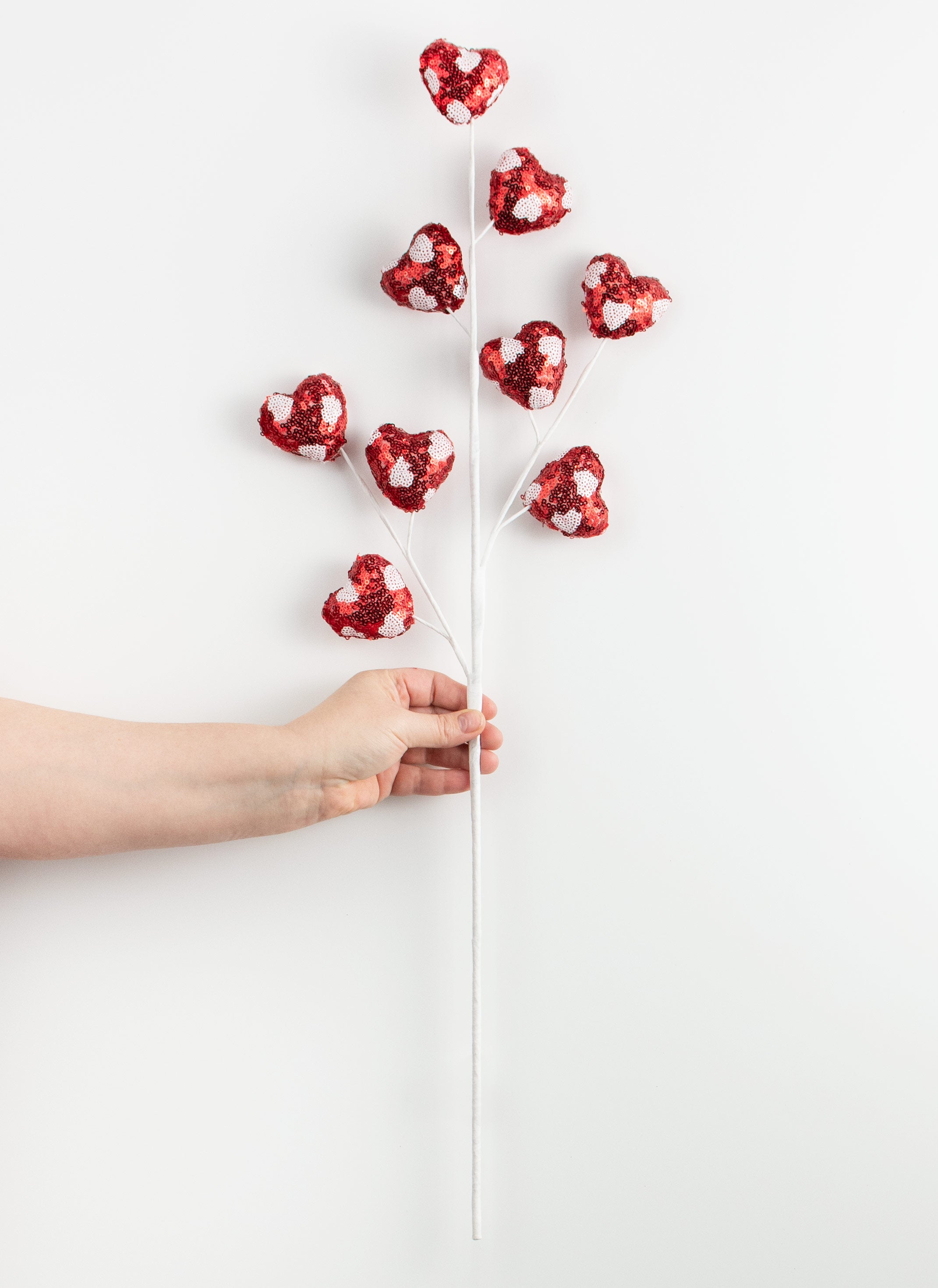 29" Sequin Valentine Heart Spray: Red detail photo 3