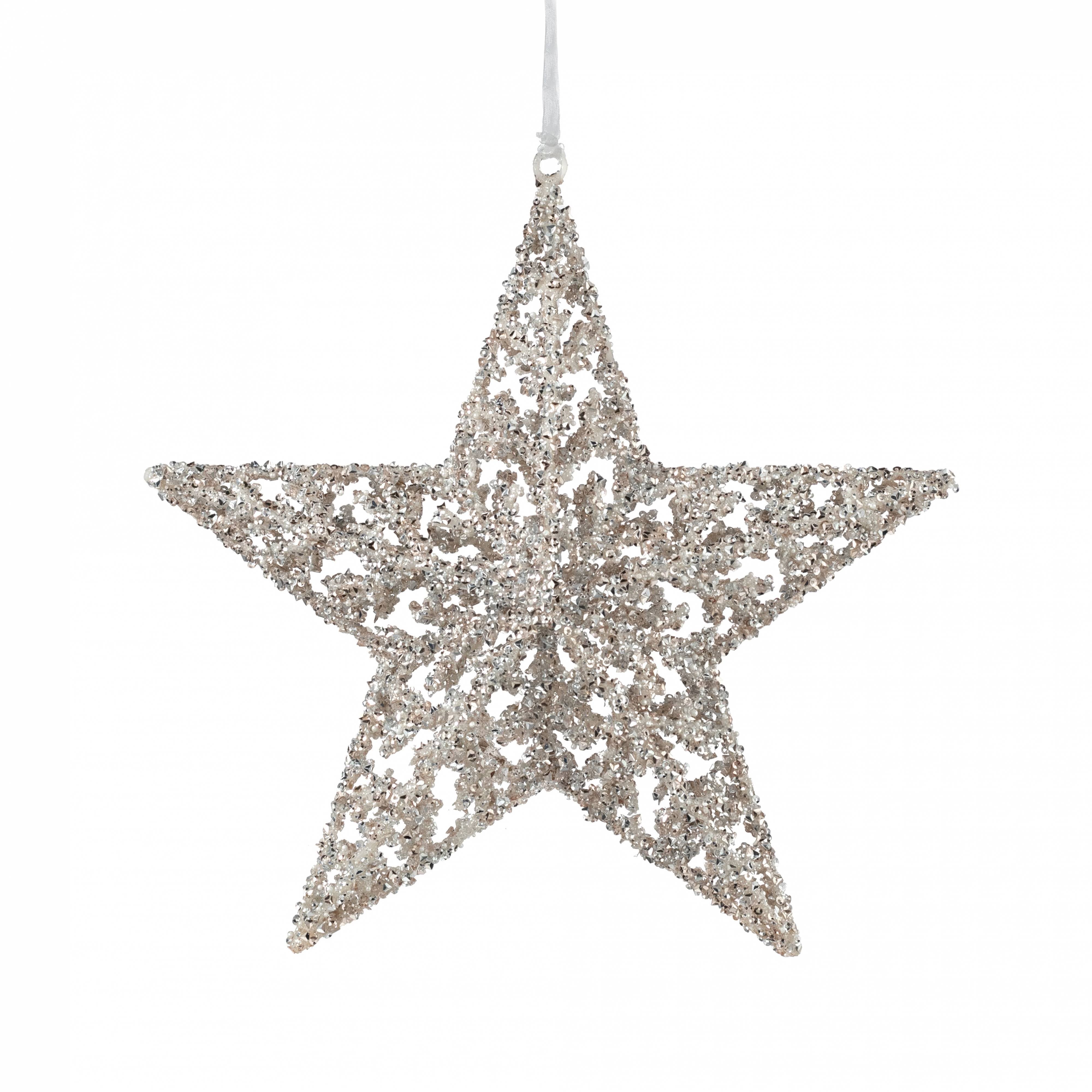 7" Sequined Star Ornament: Champagne Gold Item Number: 32080