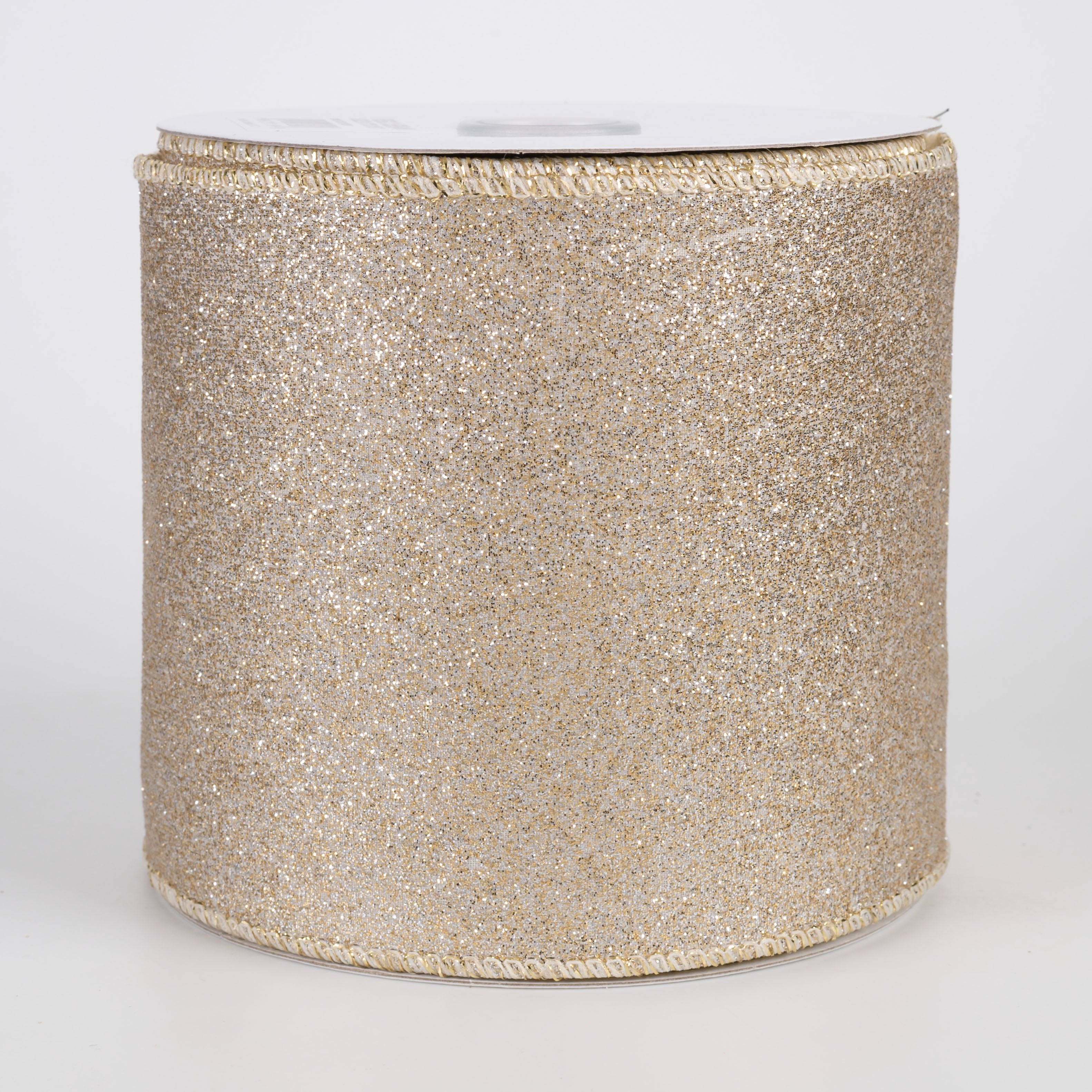 4" Shimmer Glitter Ribbon: Champagne Gold (10 Yards) Item Number: RGC159844