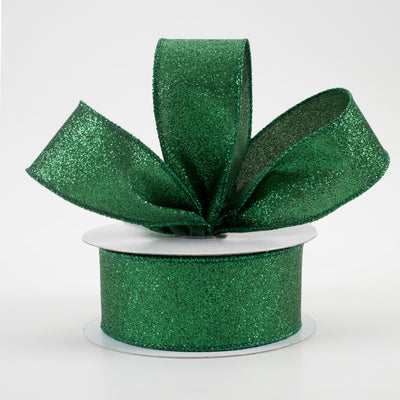 1.5" Shimmer Glitter Ribbon: Emerald Green (10 Yards) Lifestyle Photo