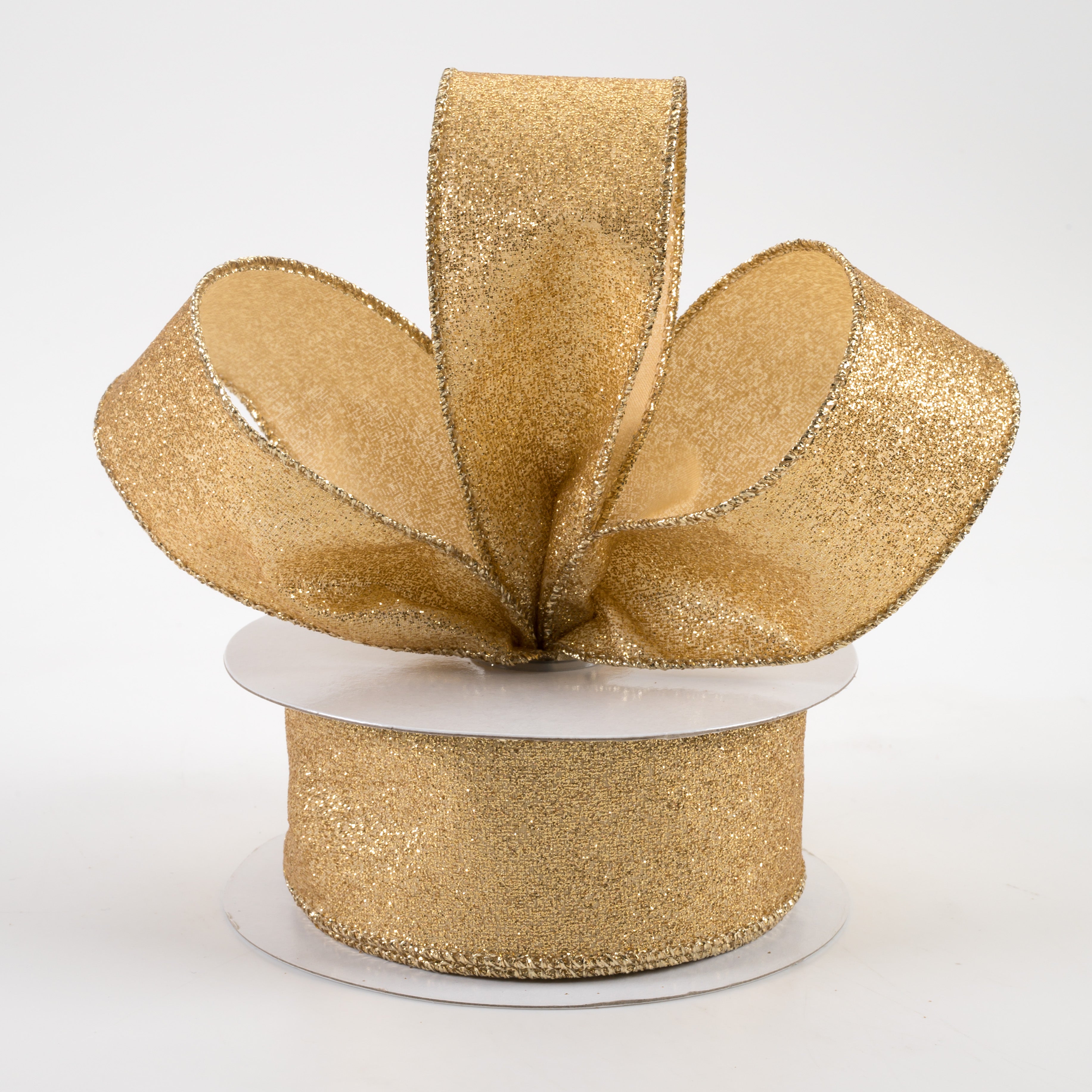 1.5" Shimmer Glitter Ribbon: Gold (10 Yards) Lifestyle Photo