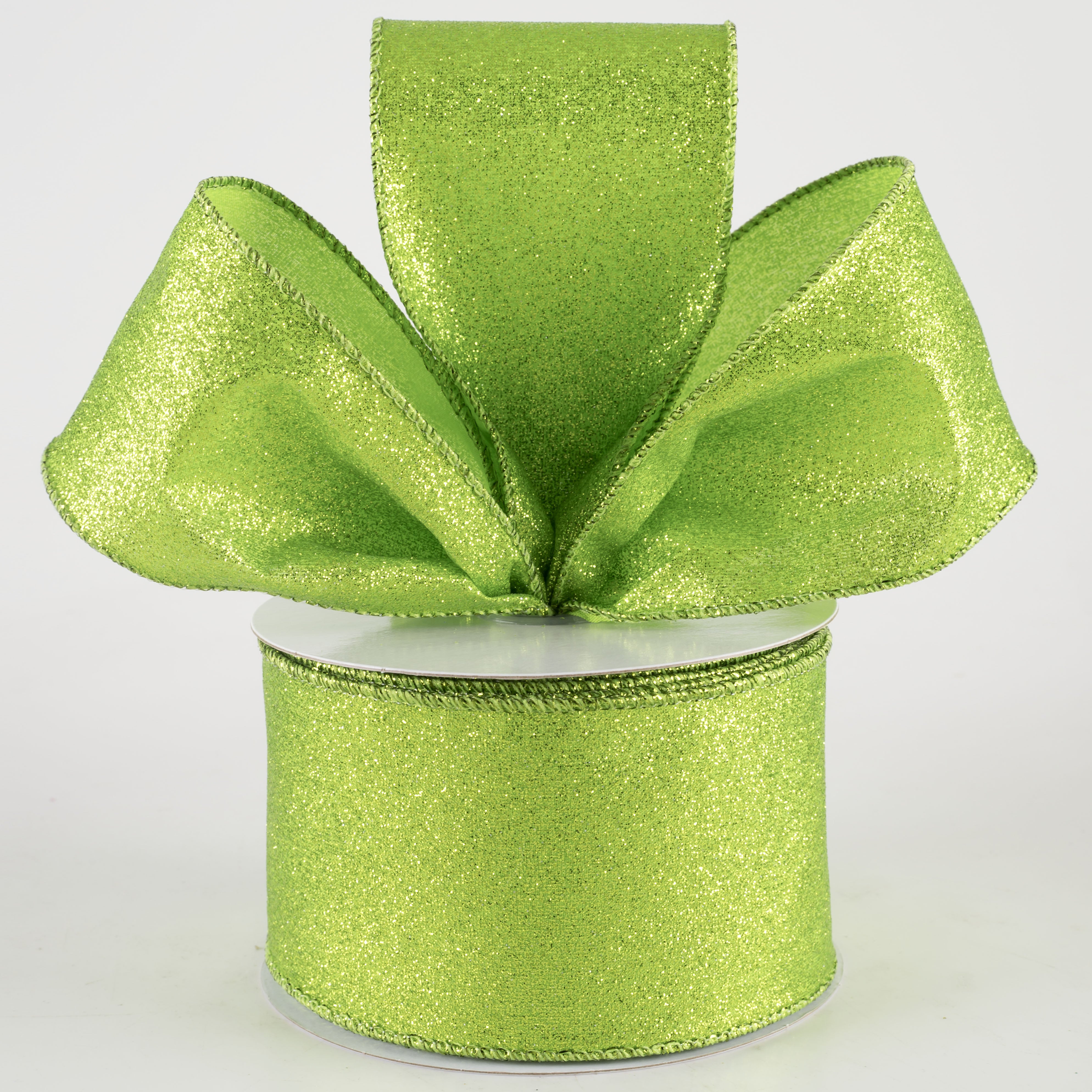 2.5" Shimmer Glitter Ribbon: Lime Green (10 Yards) Lifestyle Photo