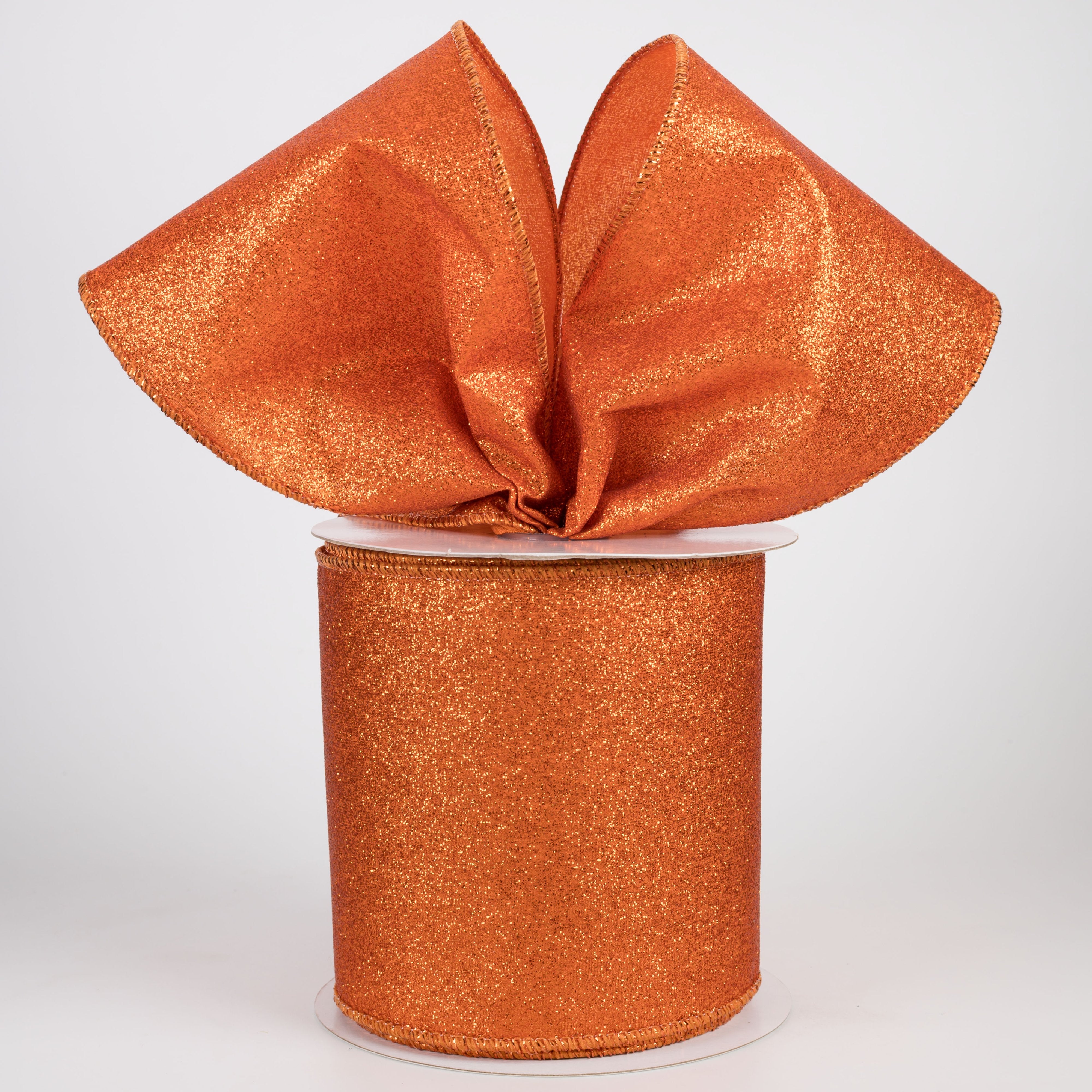 4" Shimmer Glitter Ribbon: Orange (10 Yards) Lifestyle Photo
