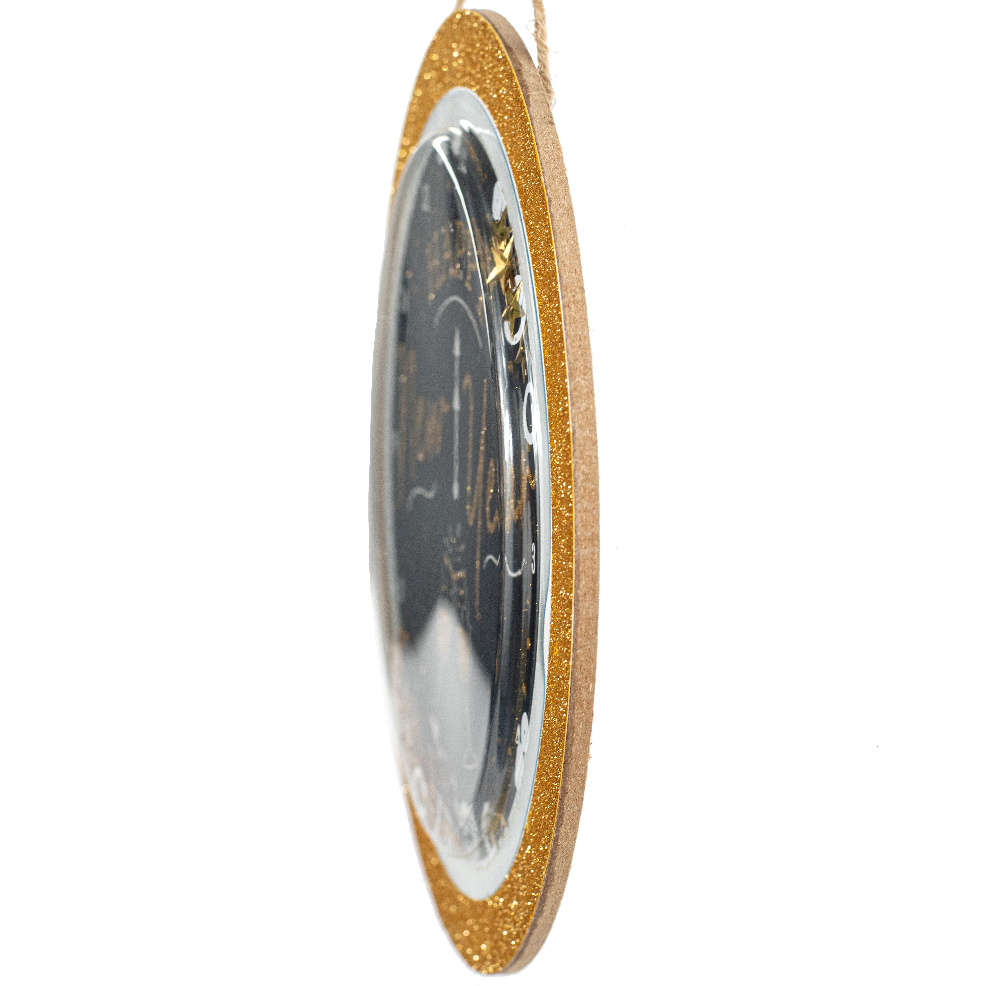 10" Shiny Happy New Year Clock Sign: Black & Gold detail photo 5