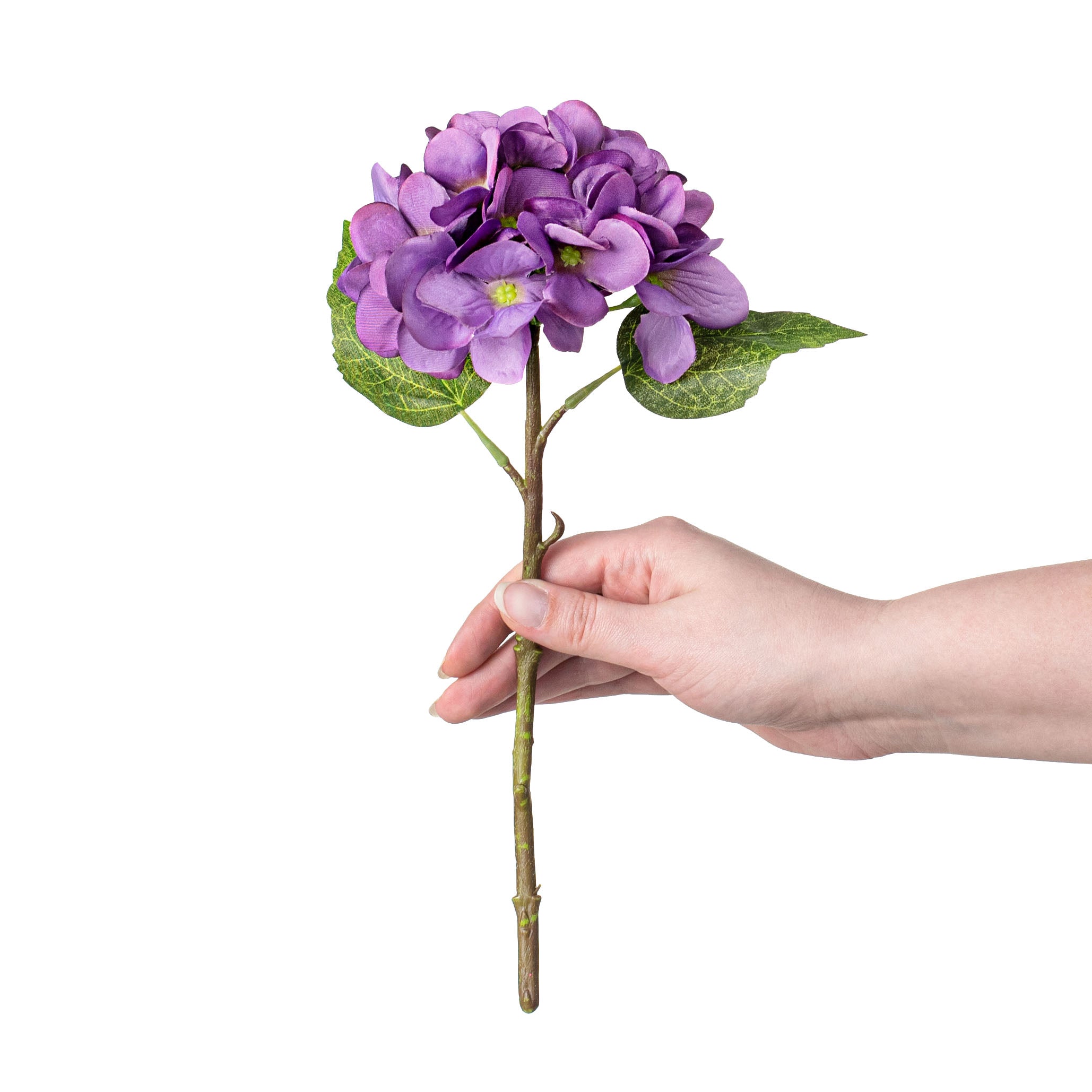 12" Silk Hydrangea Stem: Purple detail photo 3