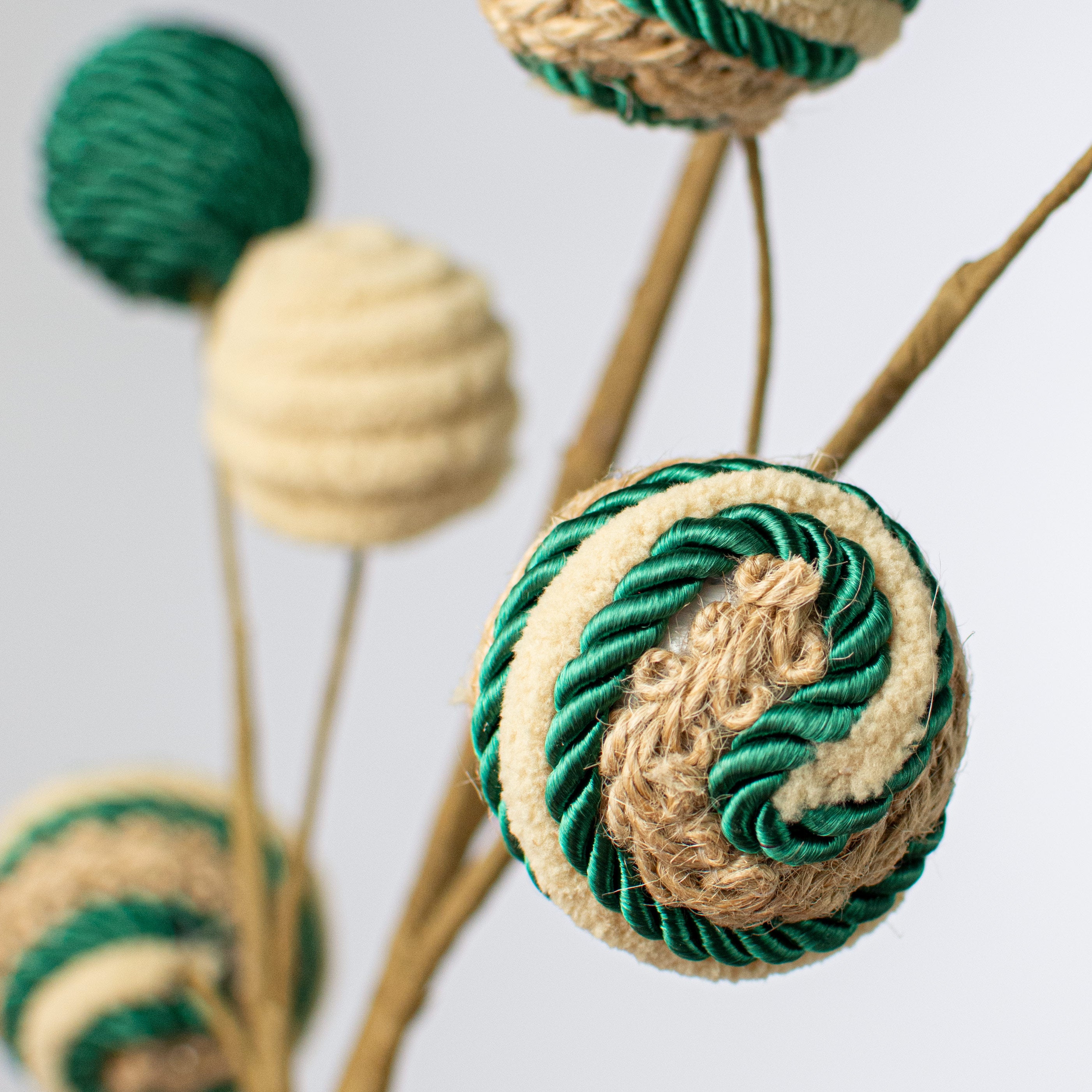28" Silk Rope & Jute Ball Spray: Green Lifestyle Photo