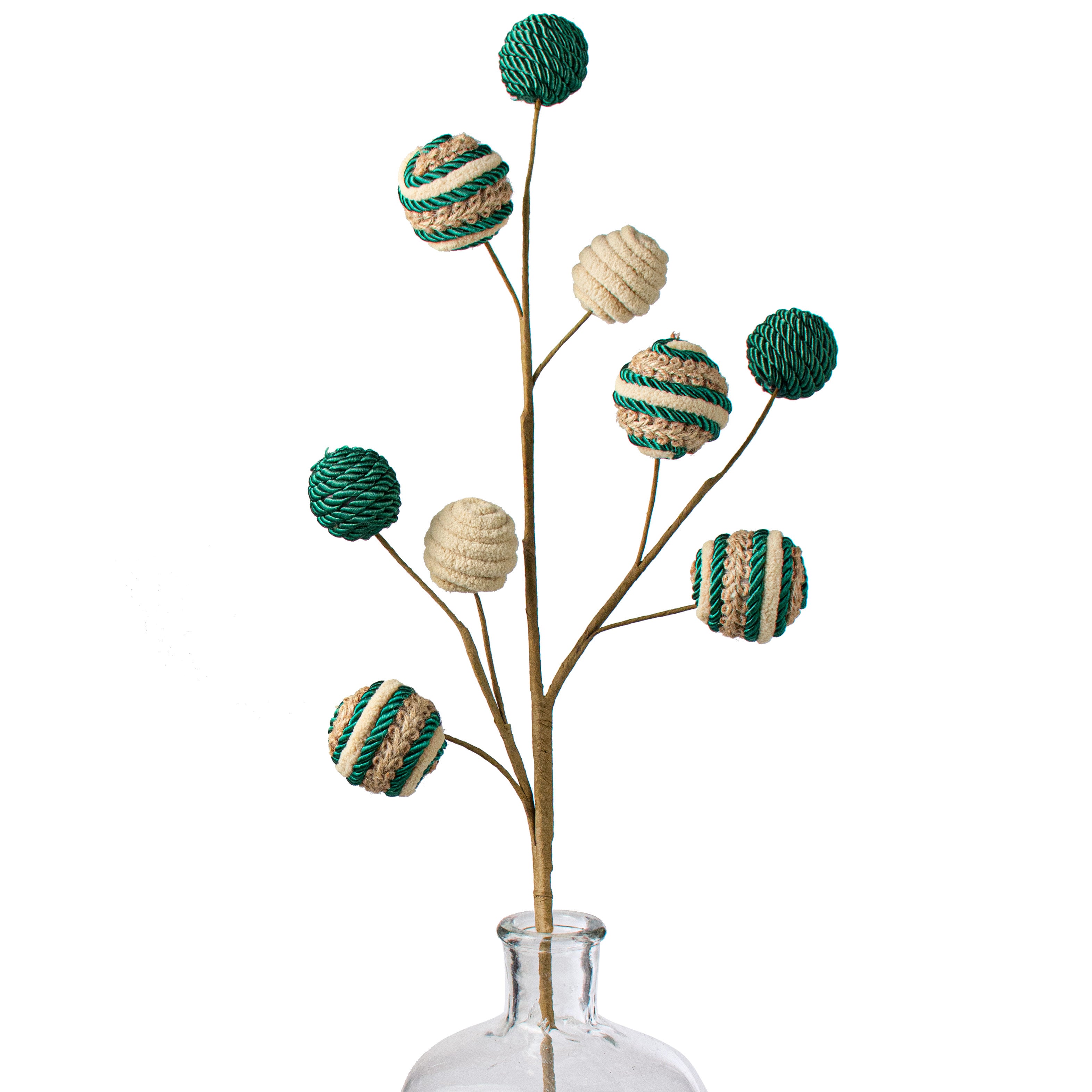 28" Silk Rope & Jute Ball Spray: Green Item Number: 85696GN