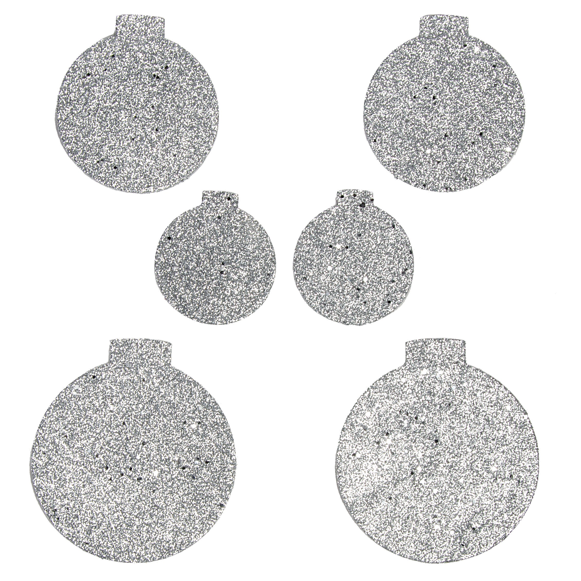 Silver Metallic Glitter Foam Ornament Set (6 Assorted) Item Number: FX15608S
