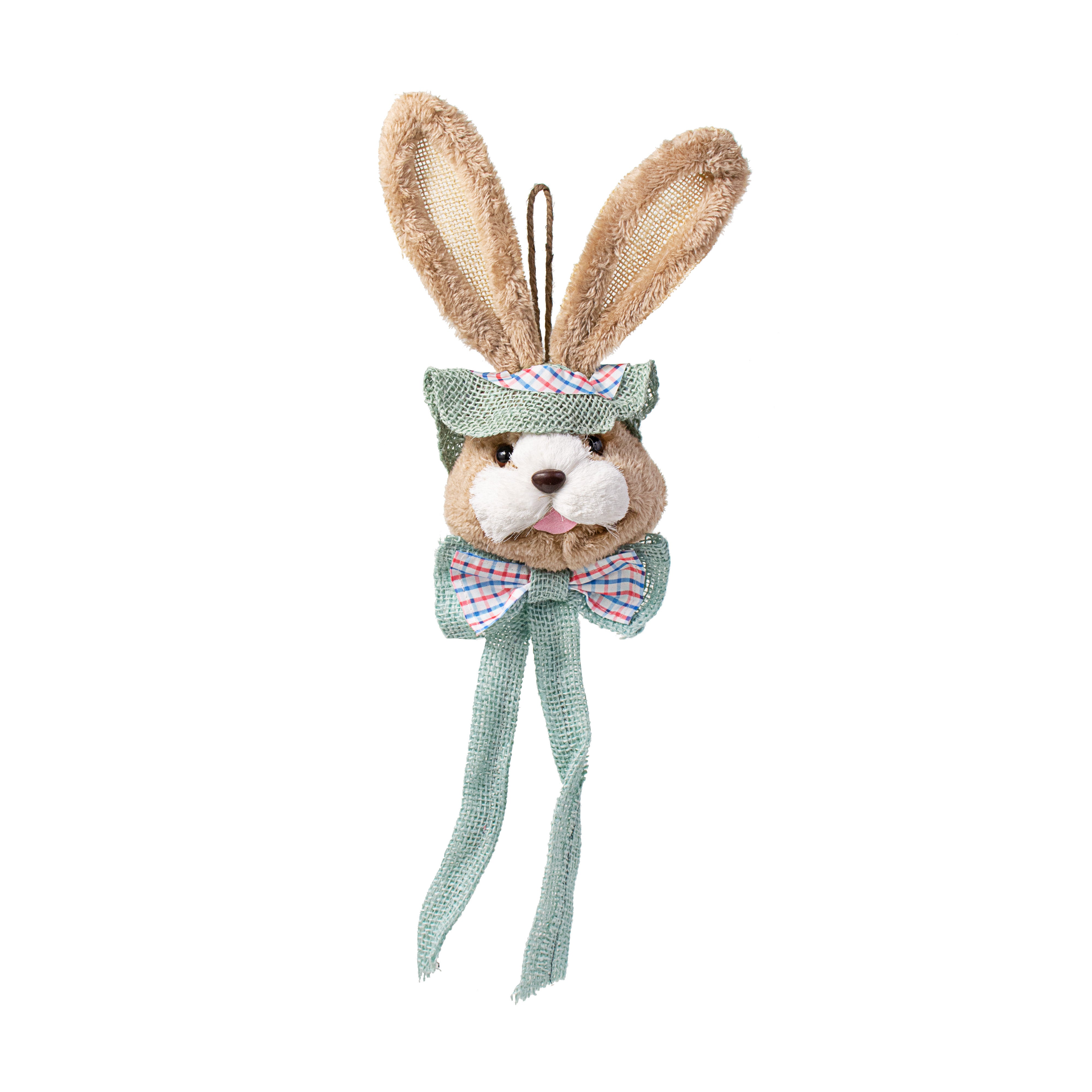 20" Sisal Bunny Head: Blue With Gingham Fabric Item Number: 9738360